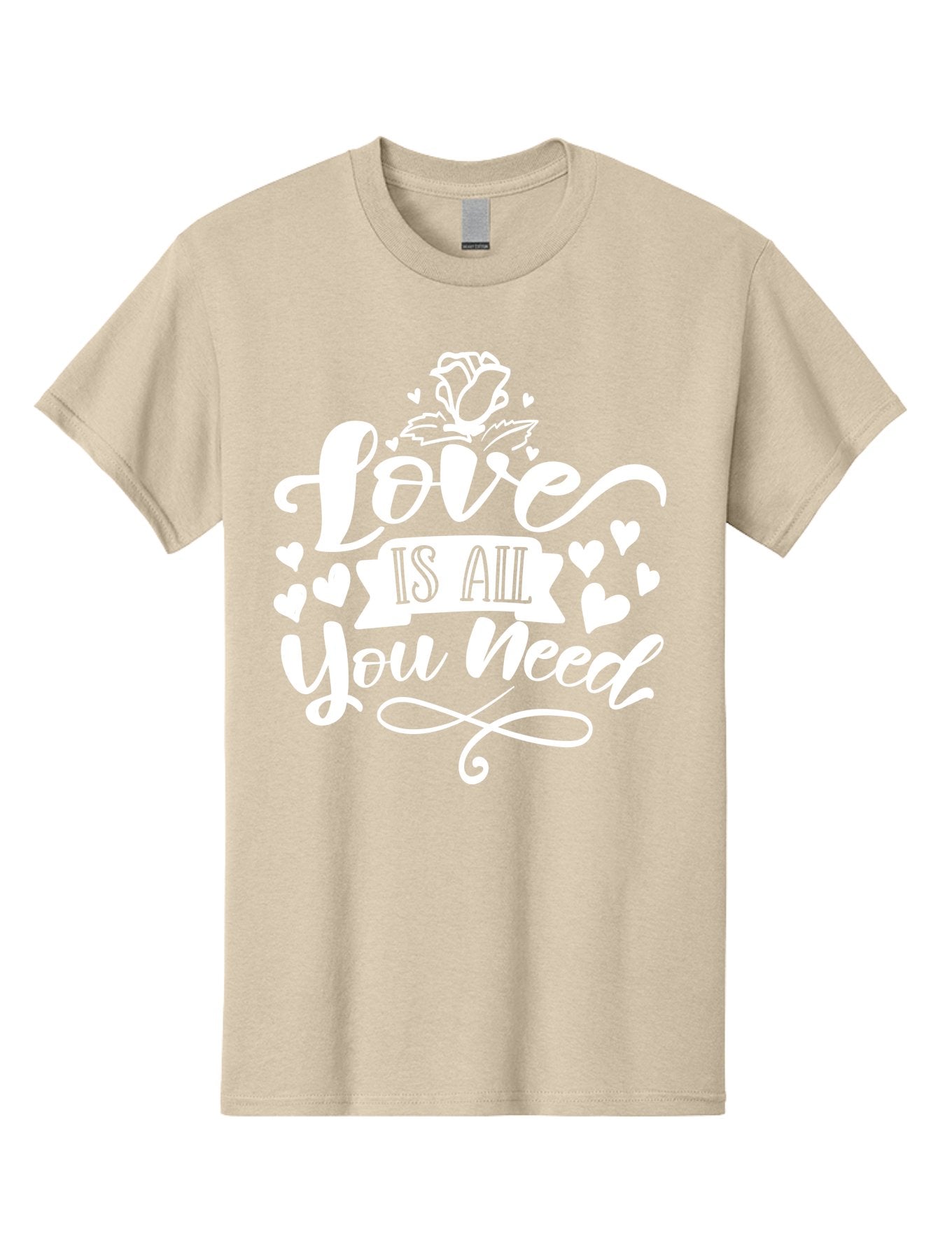 Love Is All You Need White Men'S Graphic Tee, 100% Cotton, Comfortable Casual Summer Wear, Machine Washable, Love Quote, Inspirational Quote, Motivational Quote, Typography, Hearts, Roses, Love Is All You Need, Inspirational Message, Aae468 13