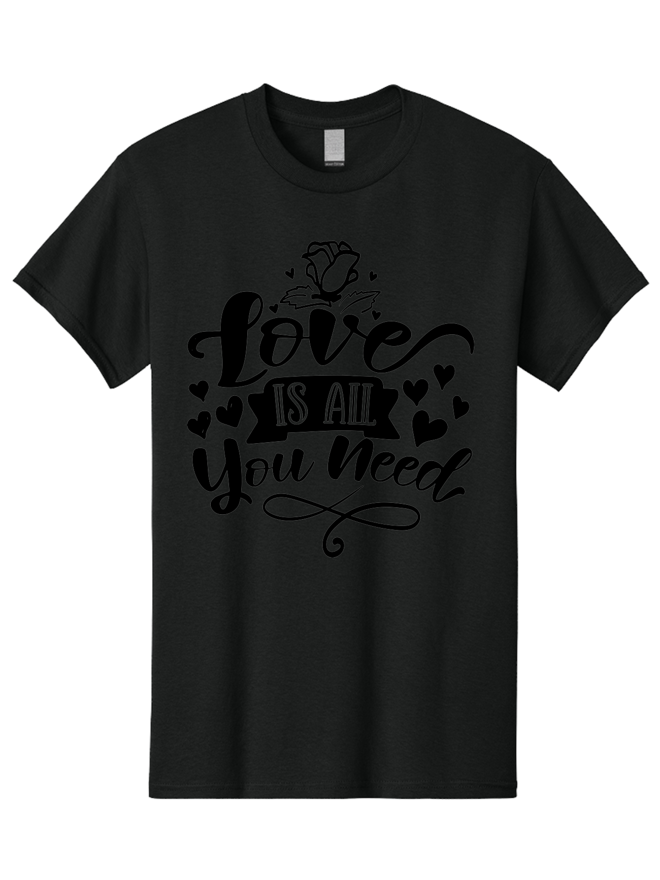 Love Is All You Need Men'S Graphic Tee, 100% Cotton, Comfortable Casual Summer Wear, Machine Washable, Love Quote, Heartwarming Message, Inspirational Phrase, Typography Art, Rose Illustration, Hearts, Love Is All You Need, Motivational Quote, Aae469 27