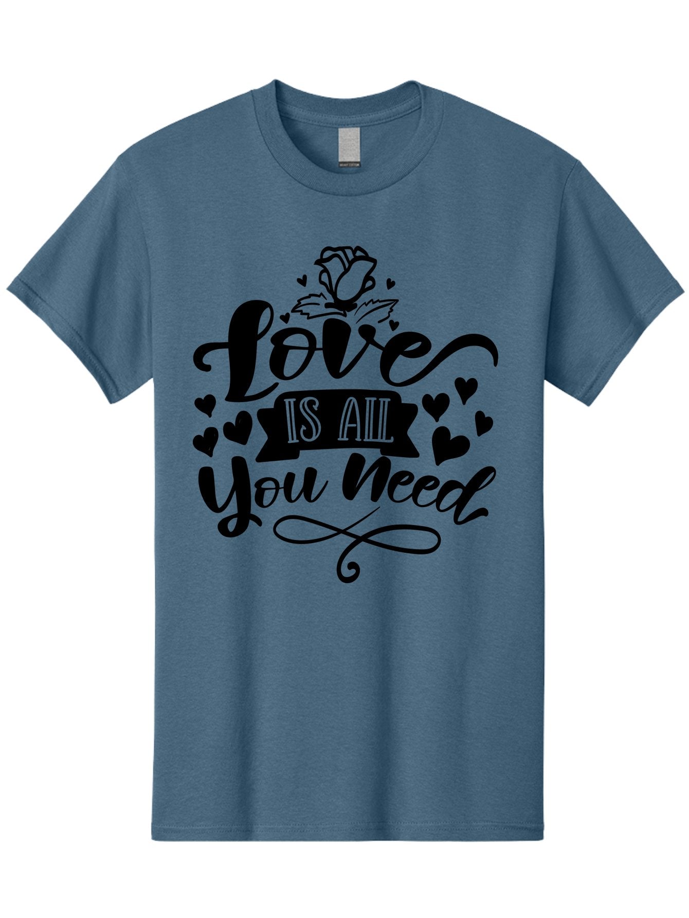 Love Is All You Need Men'S Graphic Tee, 100% Cotton, Comfortable Casual Summer Wear, Machine Washable, Love Quote, Heartwarming Message, Inspirational Phrase, Typography Art, Rose Illustration, Hearts, Love Is All You Need, Motivational Quote, Aae469 10
