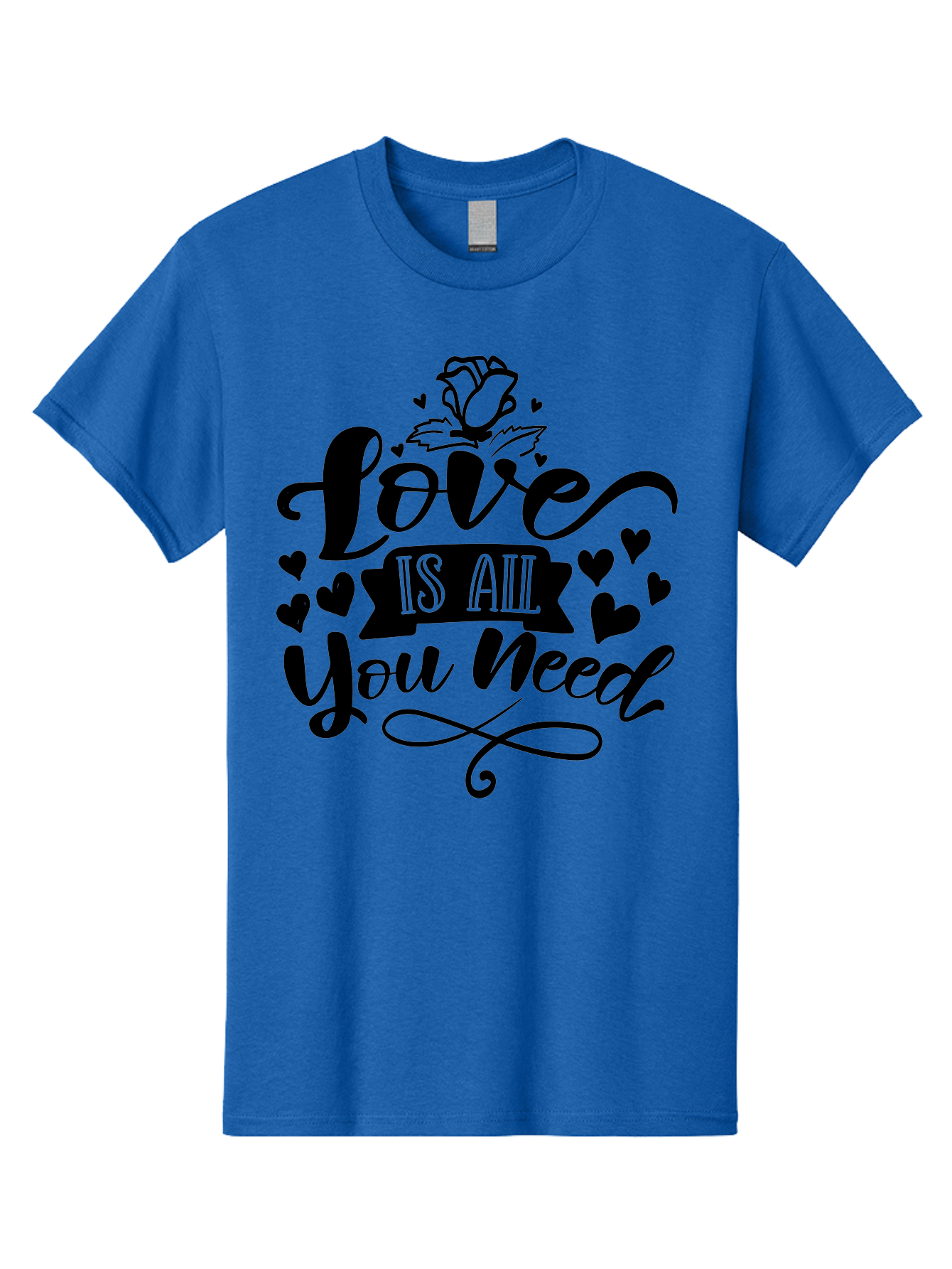 Love Is All You Need Men'S Graphic Tee, 100% Cotton, Comfortable Casual Summer Wear, Machine Washable, Love Quote, Heartwarming Message, Inspirational Phrase, Typography Art, Rose Illustration, Hearts, Love Is All You Need, Motivational Quote, Aae469 9