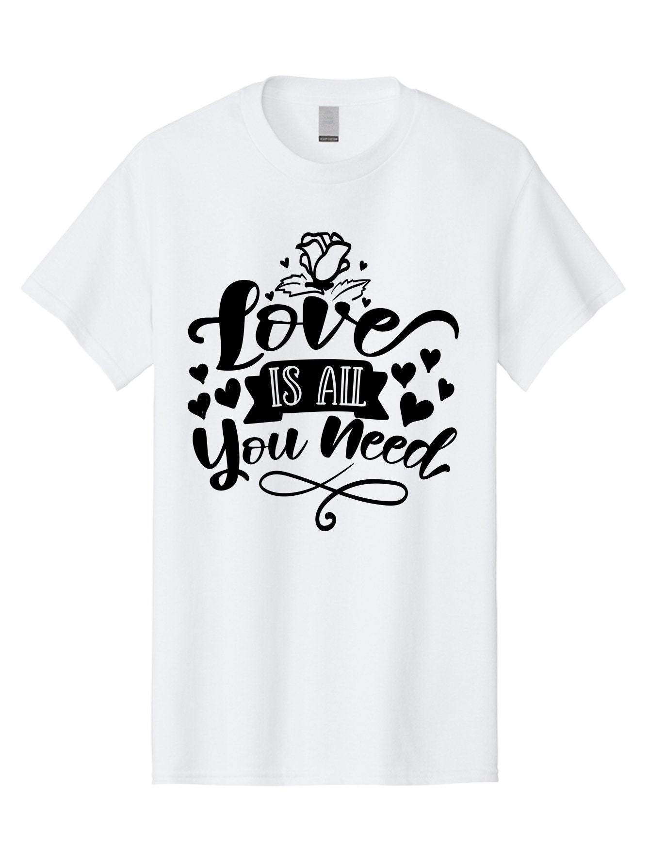 Love Is All You Need Men'S Graphic Tee, 100% Cotton, Comfortable Casual Summer Wear, Machine Washable, Love Quote, Heartwarming Message, Inspirational Phrase, Typography Art, Rose Illustration, Hearts, Love Is All You Need, Motivational Quote, Aae469 15