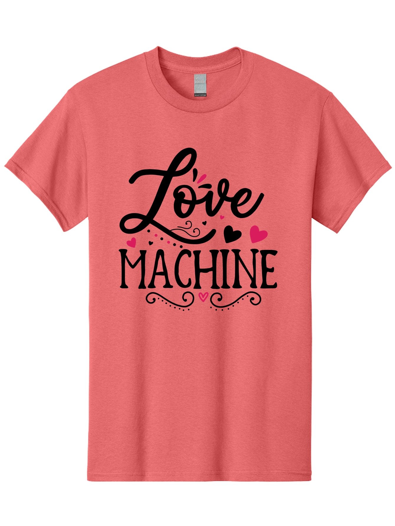 Love Machine Men'S Graphic Tee, 100% Cotton, Comfortable Casual Summer Wear, Machine Washable, Love Machine, Heart Decorations, Sweetheart Design, Lovely Typography, Heartwarming Message, Cute Graphics, Lovely Illustration, Valentines Day Gift Aae471