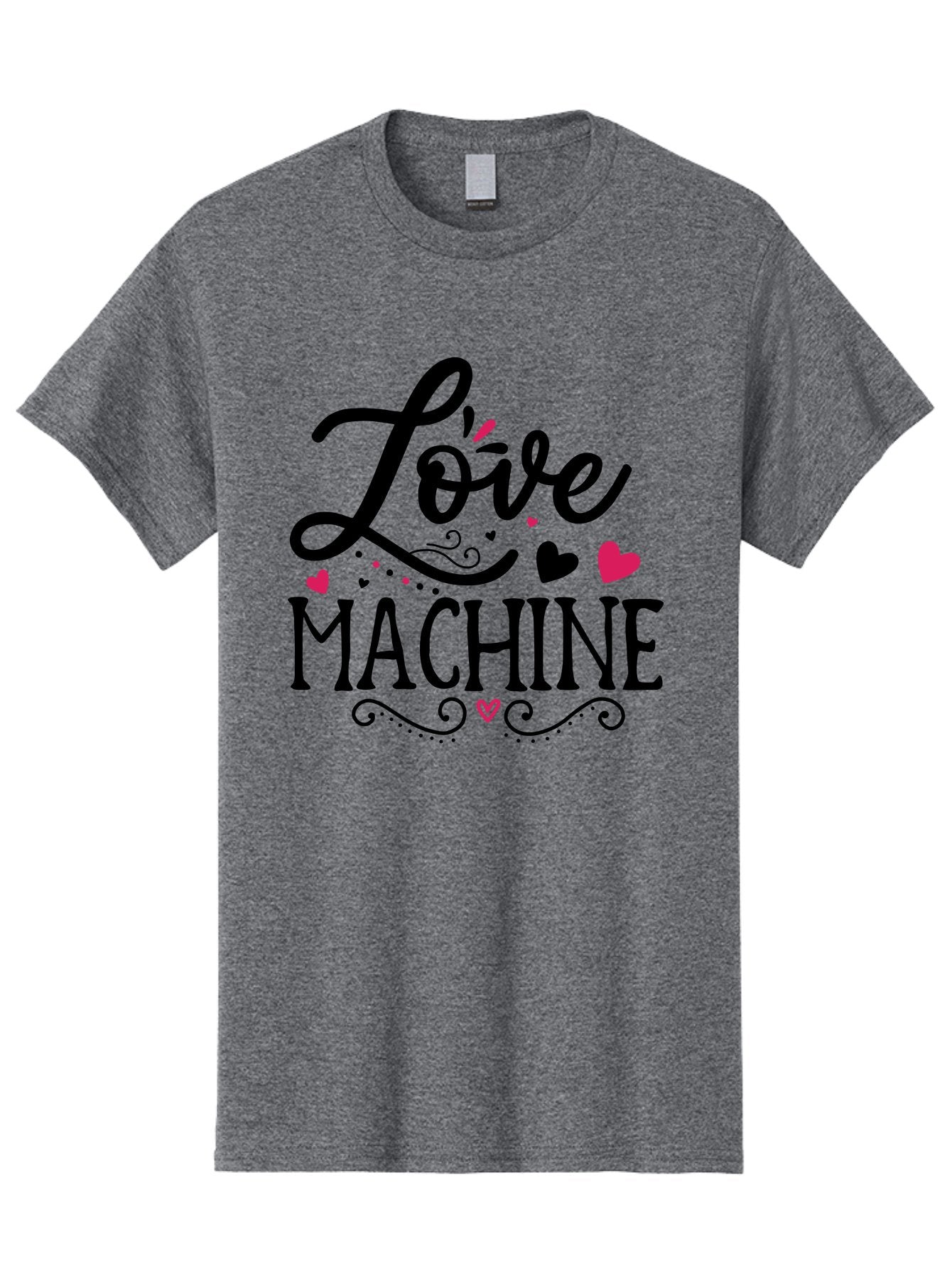 Love Machine Men'S Graphic Tee, 100% Cotton, Comfortable Casual Summer Wear, Machine Washable, Love Machine, Heart Decorations, Sweetheart Design, Lovely Typography, Heartwarming Message, Cute Graphics, Lovely Illustration, Valentines Day Gift Aae471 14