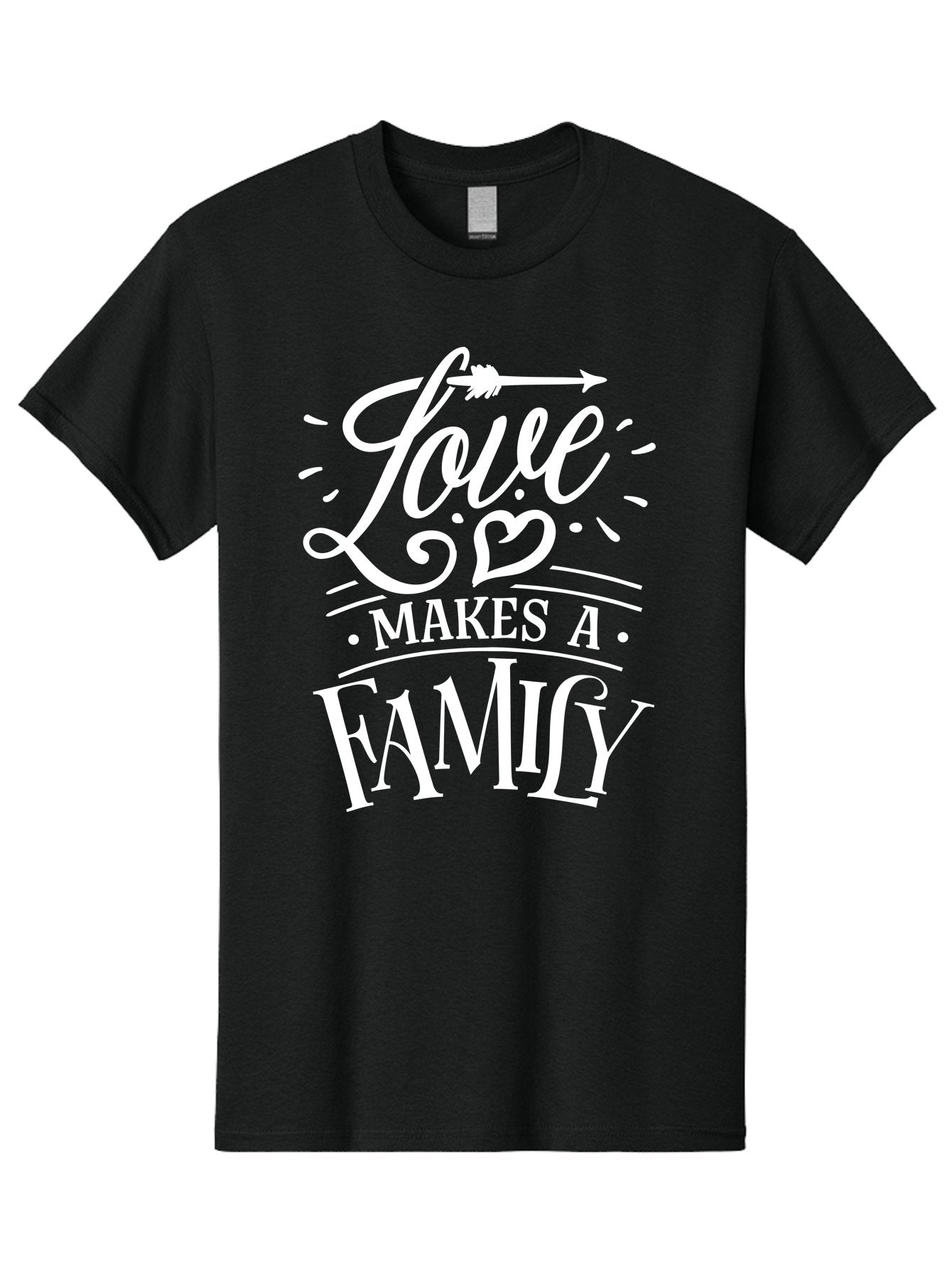 Love Makes A Family - White Men'S Graphic Tee, 100% Cotton, Comfortable Casual Summer Wear, Machine Washable, Love Makes Family, Family Love, Heartwarming Quote, Inspirational Quote, Family Bonding, Love Is Everything, Typography Art, Aae472 9