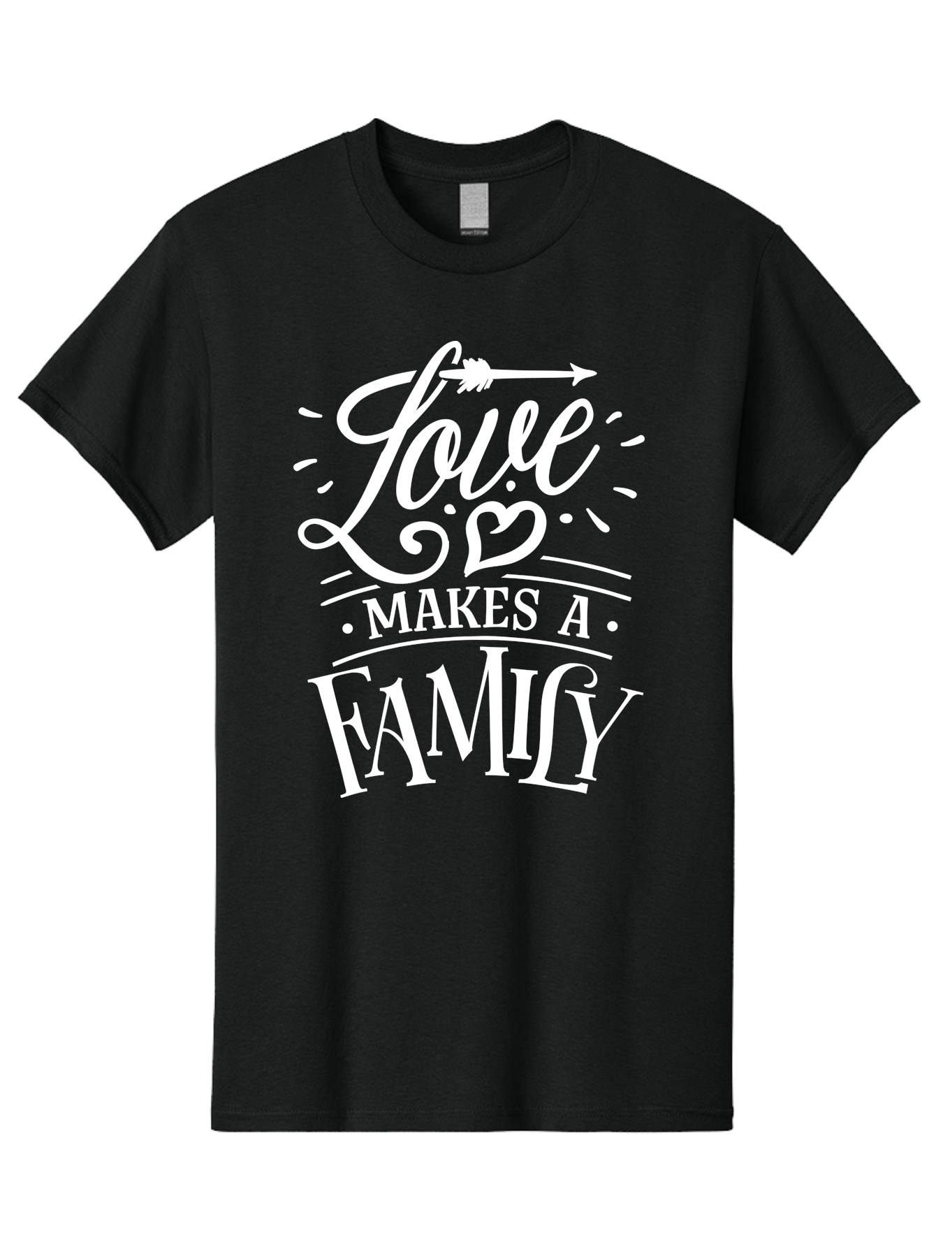 Love Makes A Family - White Men'S Graphic Tee, 100% Cotton, Comfortable Casual Summer Wear, Machine Washable, Love Makes Family, Family Love, Heartwarming Quote, Inspirational Quote, Family Bonding, Love Is Everything, Typography Art, Aae472