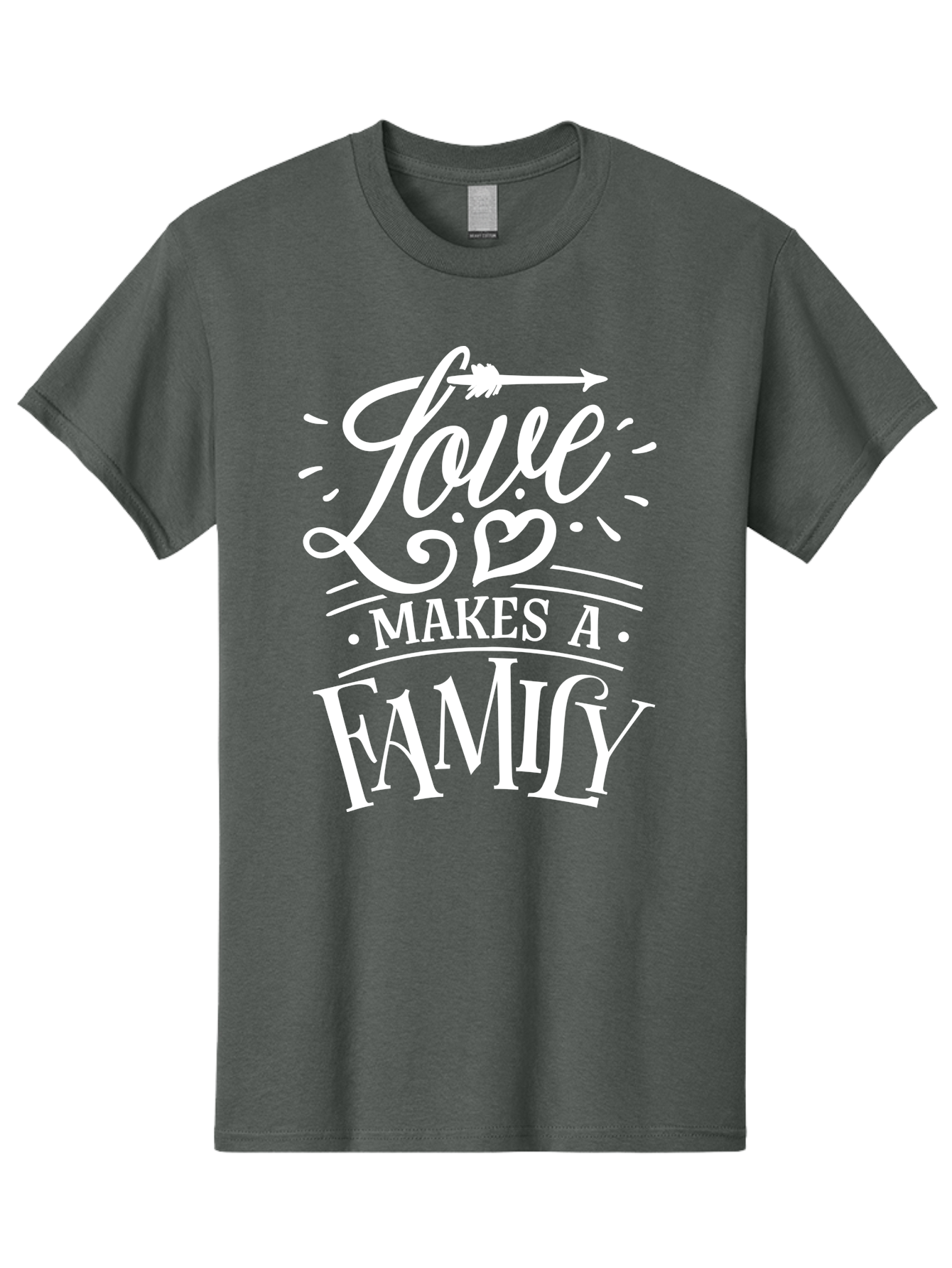 Love Makes A Family - White Men'S Graphic Tee, 100% Cotton, Comfortable Casual Summer Wear, Machine Washable, Love Makes Family, Family Love, Heartwarming Quote, Inspirational Quote, Family Bonding, Love Is Everything, Typography Art, Aae472 19