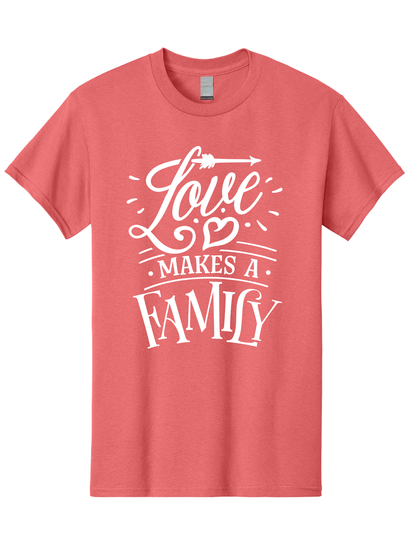 Love Makes A Family - White Men'S Graphic Tee, 100% Cotton, Comfortable Casual Summer Wear, Machine Washable, Love Makes Family, Family Love, Heartwarming Quote, Inspirational Quote, Family Bonding, Love Is Everything, Typography Art, Aae472 17