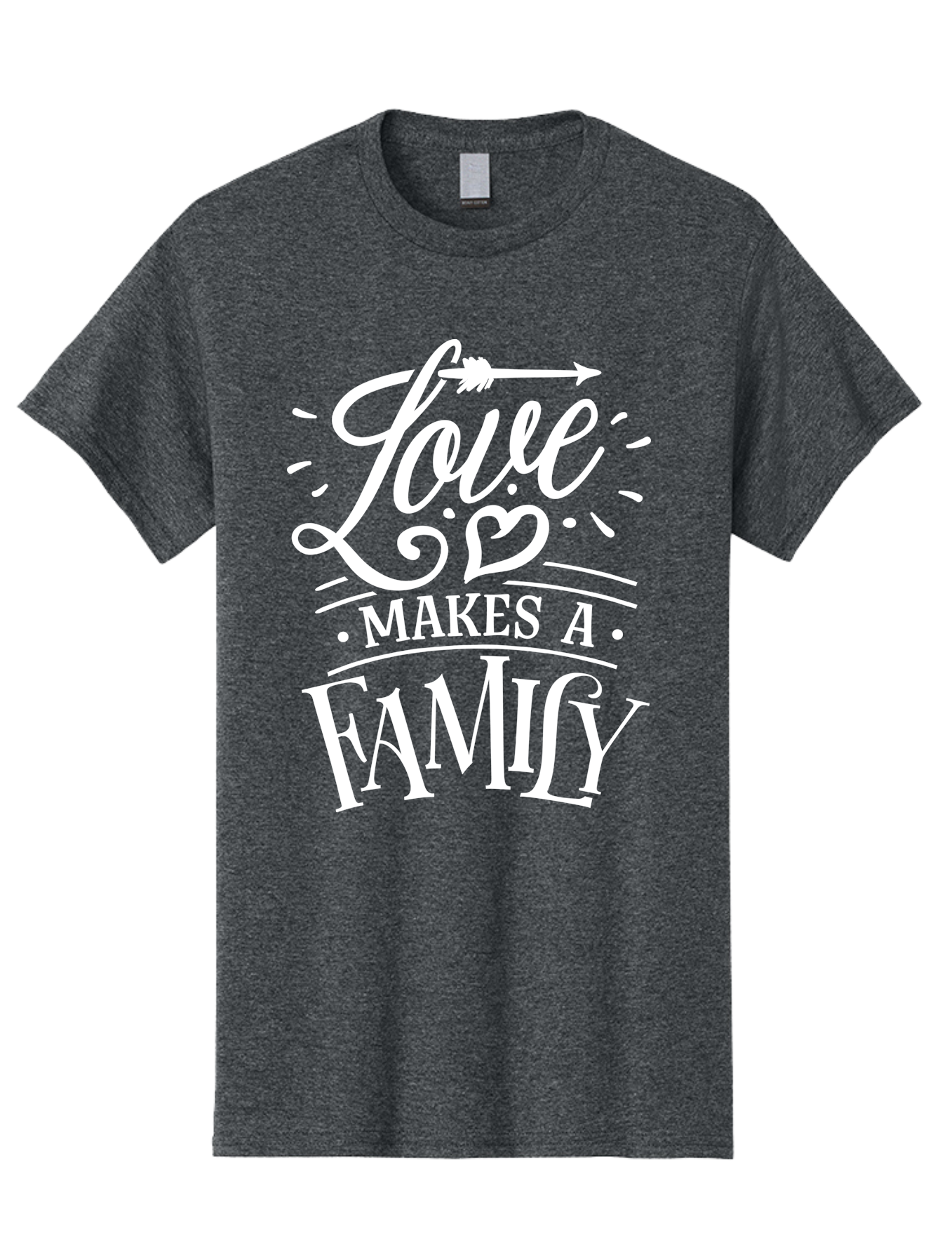 Love Makes A Family - White Men'S Graphic Tee, 100% Cotton, Comfortable Casual Summer Wear, Machine Washable, Love Makes Family, Family Love, Heartwarming Quote, Inspirational Quote, Family Bonding, Love Is Everything, Typography Art, Aae472 29