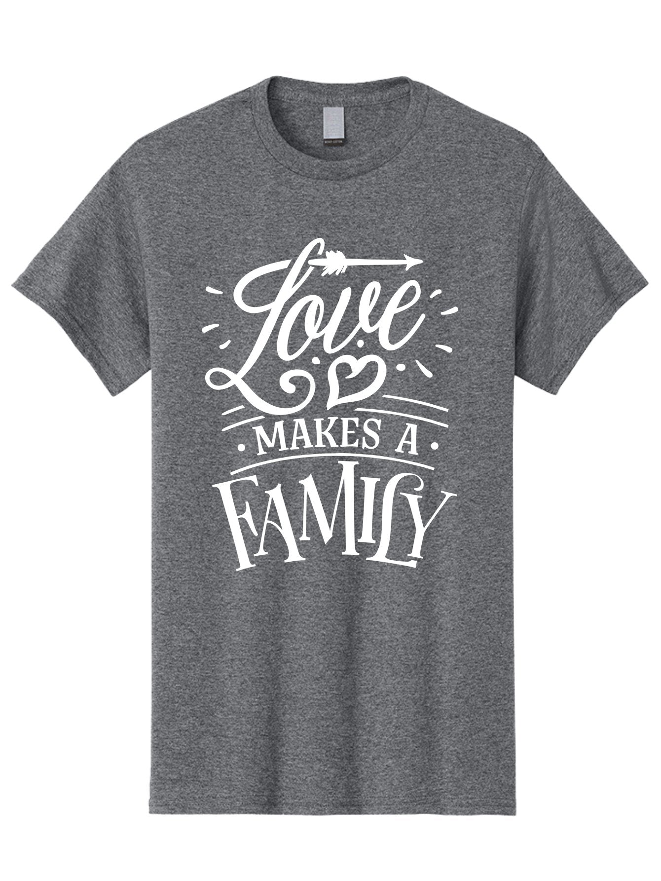 Love Makes A Family - White Men'S Graphic Tee, 100% Cotton, Comfortable Casual Summer Wear, Machine Washable, Love Makes Family, Family Love, Heartwarming Quote, Inspirational Quote, Family Bonding, Love Is Everything, Typography Art, Aae472 15
