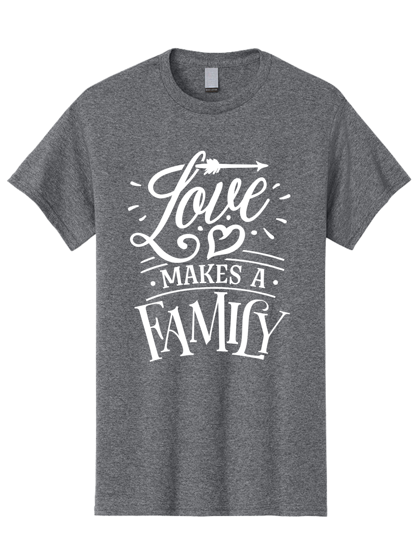 Love Makes A Family - White Men'S Graphic Tee, 100% Cotton, Comfortable Casual Summer Wear, Machine Washable, Love Makes Family, Family Love, Heartwarming Quote, Inspirational Quote, Family Bonding, Love Is Everything, Typography Art, Aae472 13