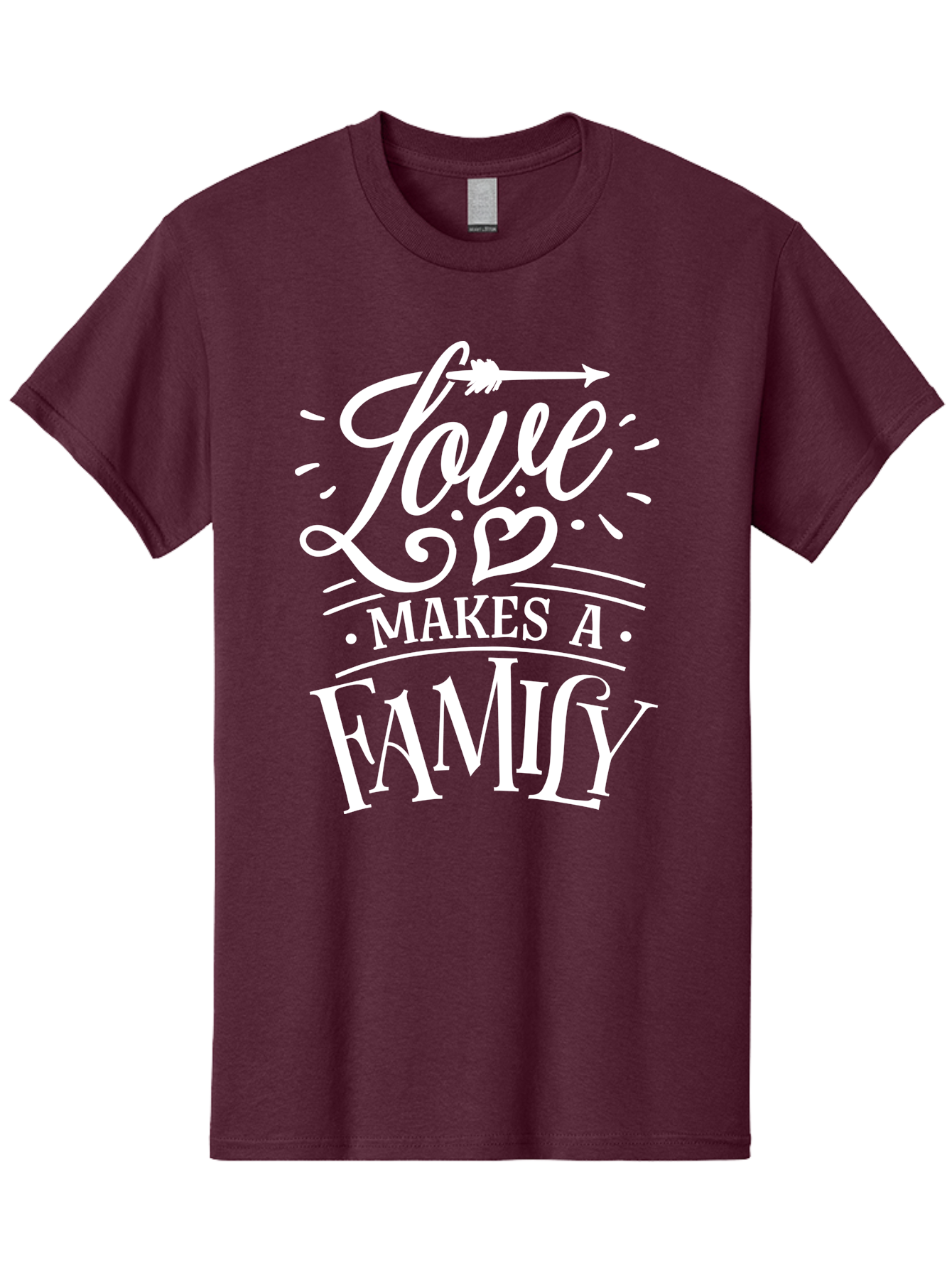 Love Makes A Family - White Men'S Graphic Tee, 100% Cotton, Comfortable Casual Summer Wear, Machine Washable, Love Makes Family, Family Love, Heartwarming Quote, Inspirational Quote, Family Bonding, Love Is Everything, Typography Art, Aae472 21