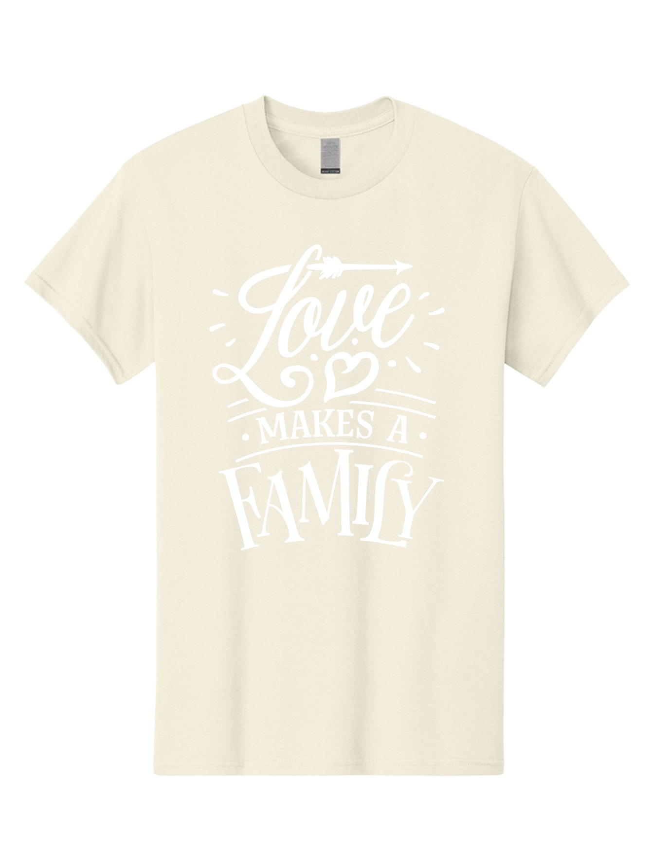 Love Makes A Family - White Men'S Graphic Tee, 100% Cotton, Comfortable Casual Summer Wear, Machine Washable, Love Makes Family, Family Love, Heartwarming Quote, Inspirational Quote, Family Bonding, Love Is Everything, Typography Art, Aae472 5