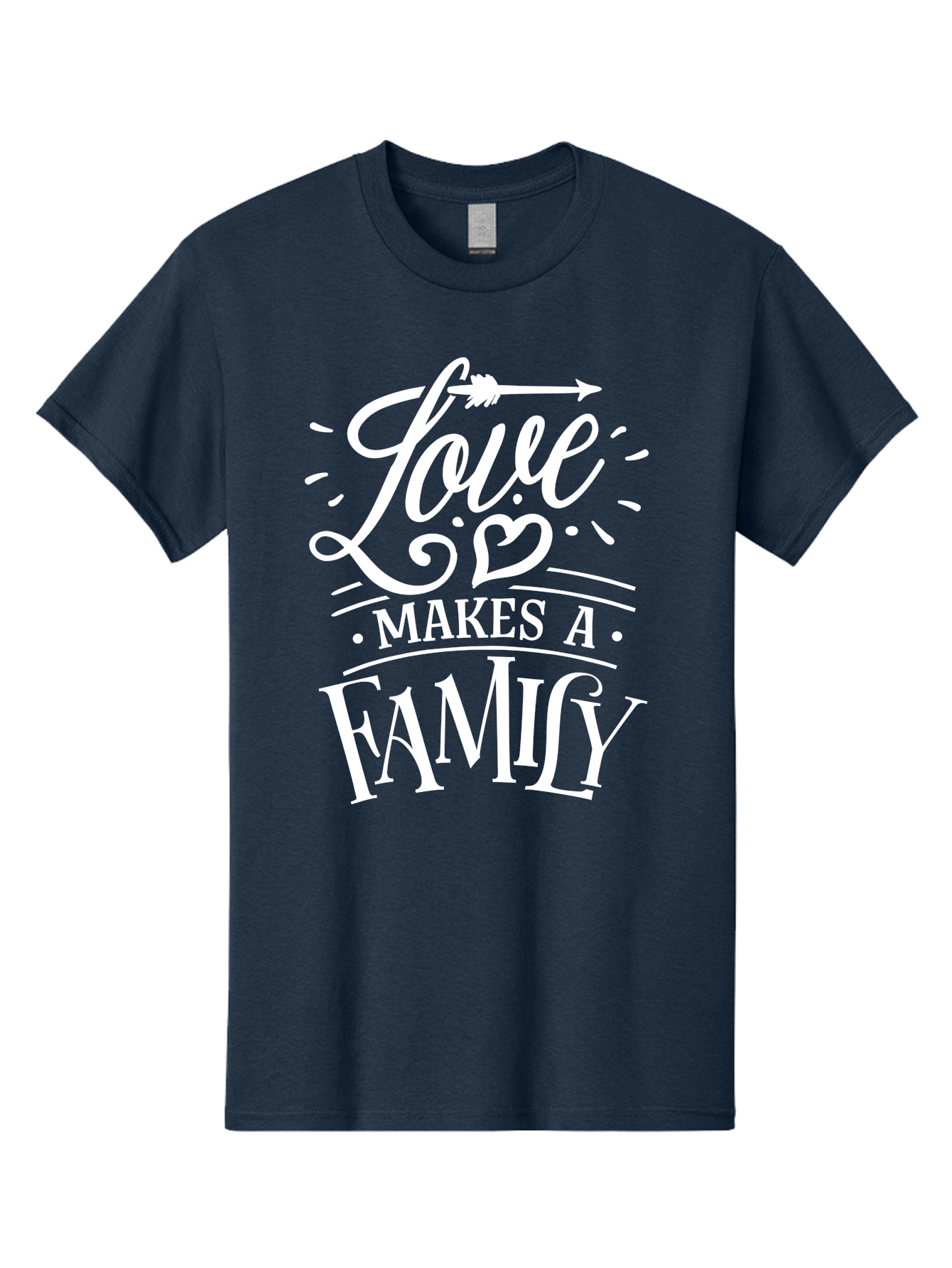Love Makes A Family - White Men'S Graphic Tee, 100% Cotton, Comfortable Casual Summer Wear, Machine Washable, Love Makes Family, Family Love, Heartwarming Quote, Inspirational Quote, Family Bonding, Love Is Everything, Typography Art, Aae472 27