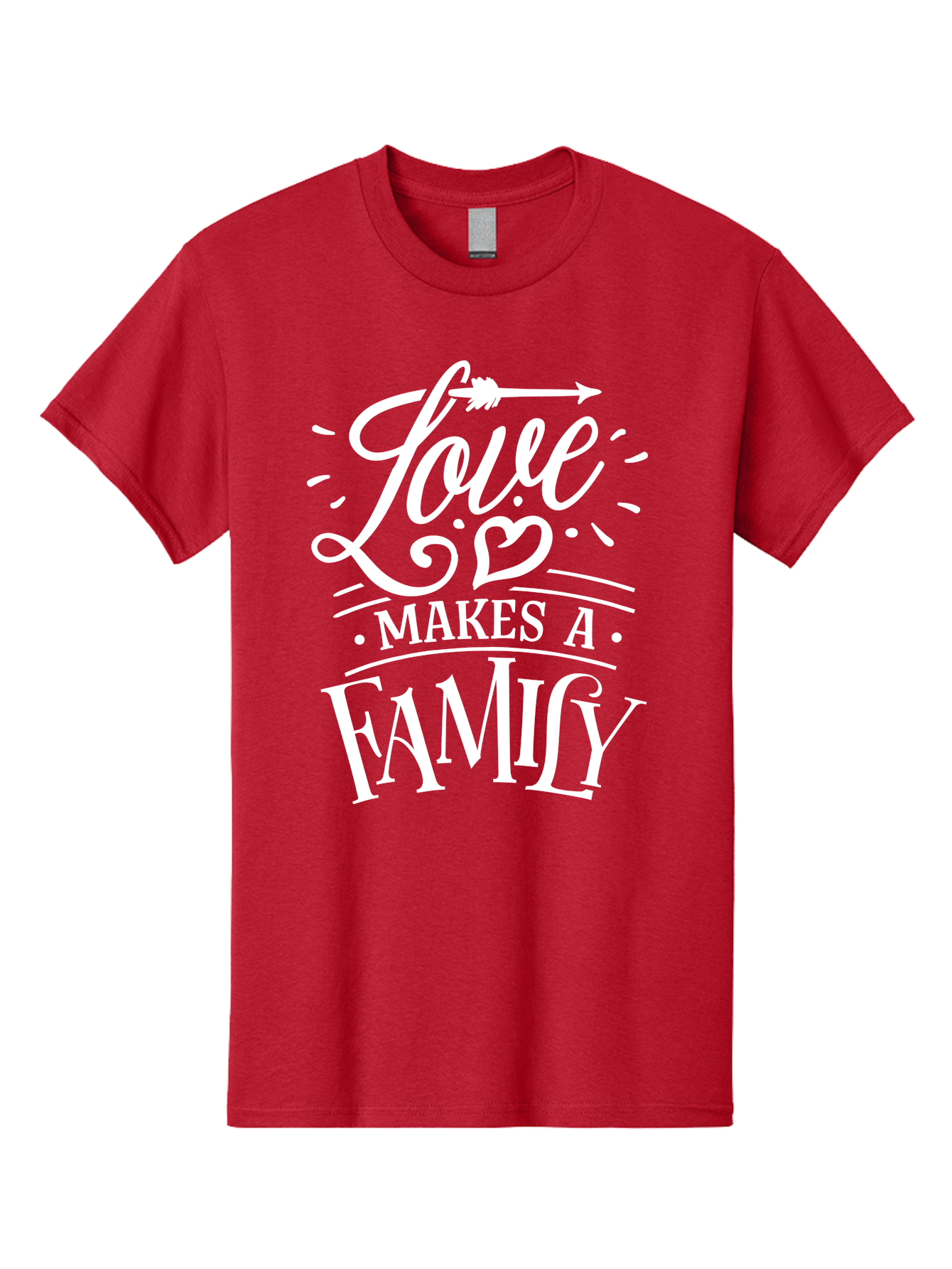 Love Makes A Family - White Men'S Graphic Tee, 100% Cotton, Comfortable Casual Summer Wear, Machine Washable, Love Makes Family, Family Love, Heartwarming Quote, Inspirational Quote, Family Bonding, Love Is Everything, Typography Art, Aae472 7