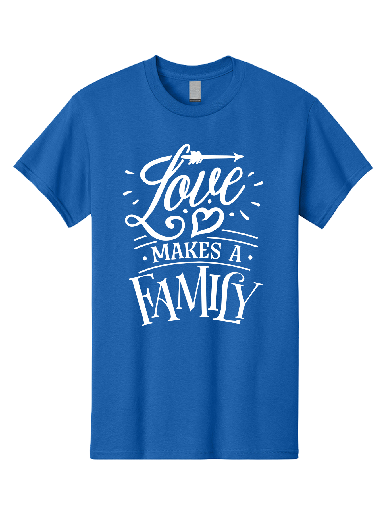 Love Makes A Family - White Men'S Graphic Tee, 100% Cotton, Comfortable Casual Summer Wear, Machine Washable, Love Makes Family, Family Love, Heartwarming Quote, Inspirational Quote, Family Bonding, Love Is Everything, Typography Art, Aae472 15