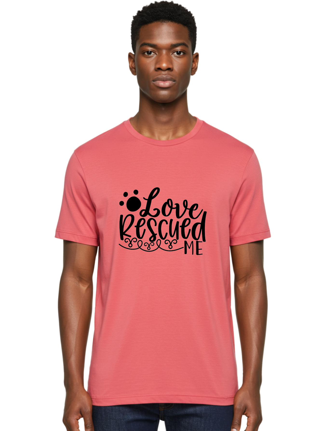 Love Rescued Me Men'S Graphic Tee, 100% Cotton, Comfortable Casual Summer Wear, Machine Washable, Love Rescued Me, Pet Rescue, Dog Lover, Animal Shelter, Adopt Don'T Shop, Pet Adoption, Rescue Dog, Furry Friend Aae474 22
