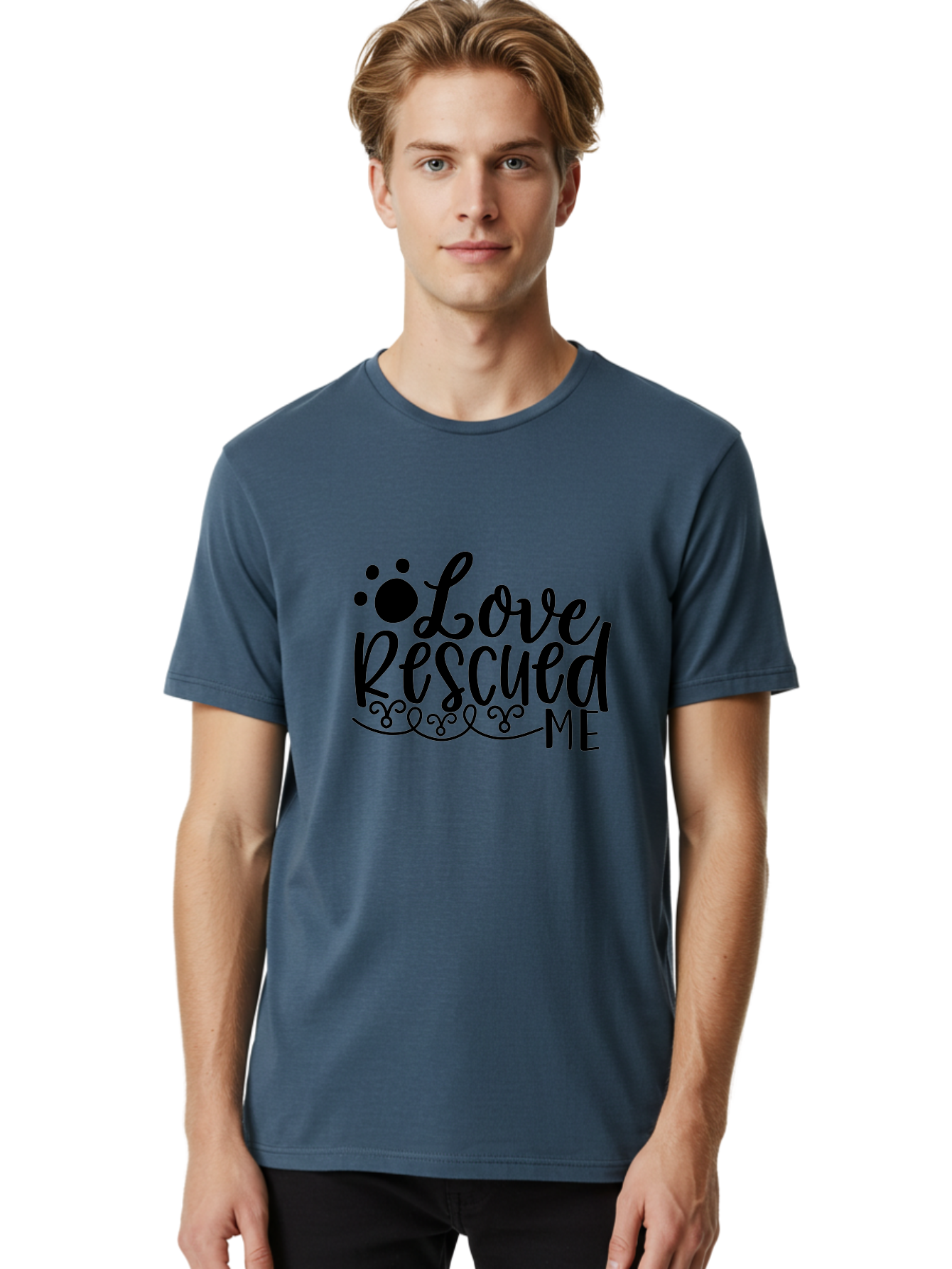 Love Rescued Me Men'S Graphic Tee, 100% Cotton, Comfortable Casual Summer Wear, Machine Washable, Love Rescued Me, Pet Rescue, Dog Lover, Animal Shelter, Adopt Don'T Shop, Pet Adoption, Rescue Dog, Furry Friend Aae474 6
