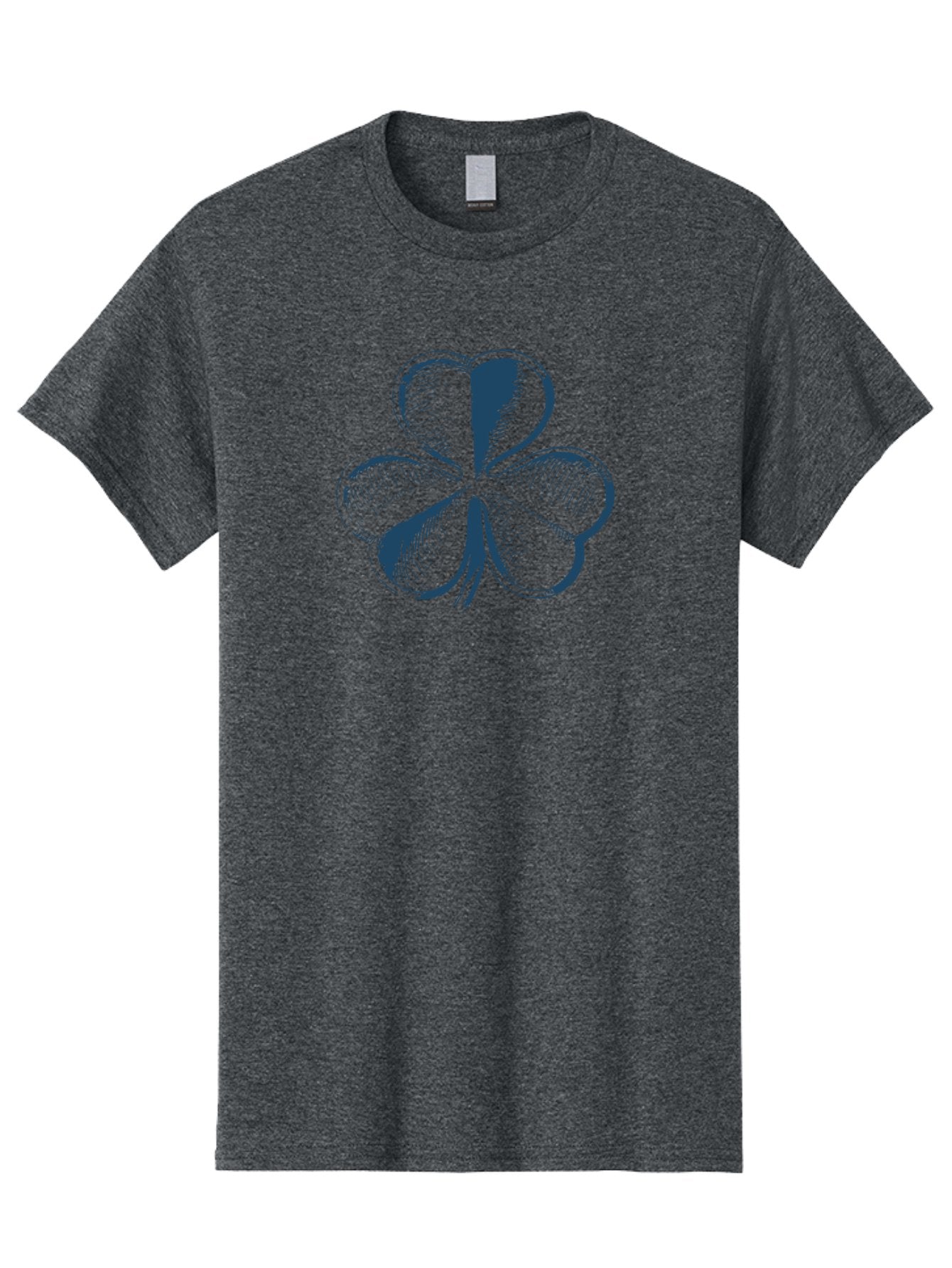Lucky-Leaf Men'S Graphic Tee, 100% Cotton, Comfortable Casual Summer Wear, Machine Washable, Four Leaf Clover, Good Luck Charm, Irish Heritage, St. Patrick'S Day Symbol, Rare Leaf, Sketch Art, Blue Illustration, Heart-Shaped Leaves Aae477