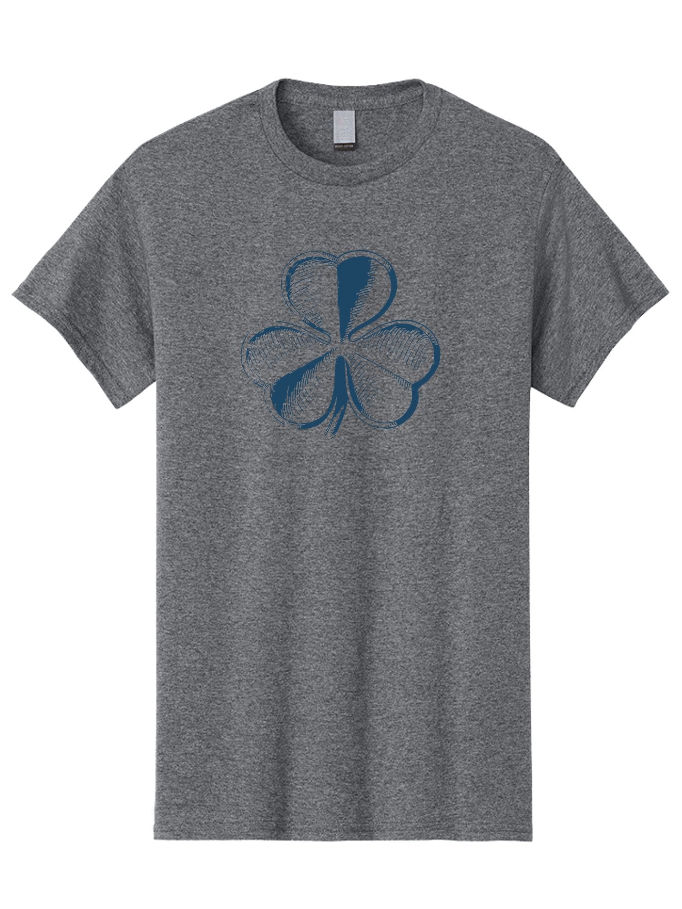 Lucky-Leaf Men'S Graphic Tee, 100% Cotton, Comfortable Casual Summer Wear, Machine Washable, Four Leaf Clover, Good Luck Charm, Irish Heritage, St. Patrick'S Day Symbol, Rare Leaf, Sketch Art, Blue Illustration, Heart-Shaped Leaves Aae477 5