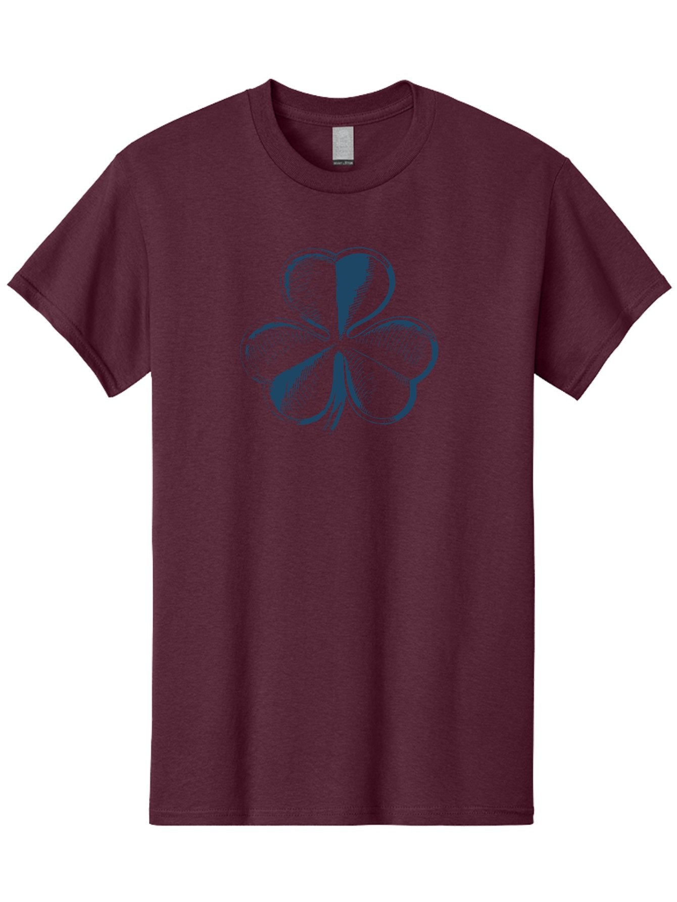 Lucky-Leaf Men'S Graphic Tee, 100% Cotton, Comfortable Casual Summer Wear, Machine Washable, Four Leaf Clover, Good Luck Charm, Irish Heritage, St. Patrick'S Day Symbol, Rare Leaf, Sketch Art, Blue Illustration, Heart-Shaped Leaves Aae477