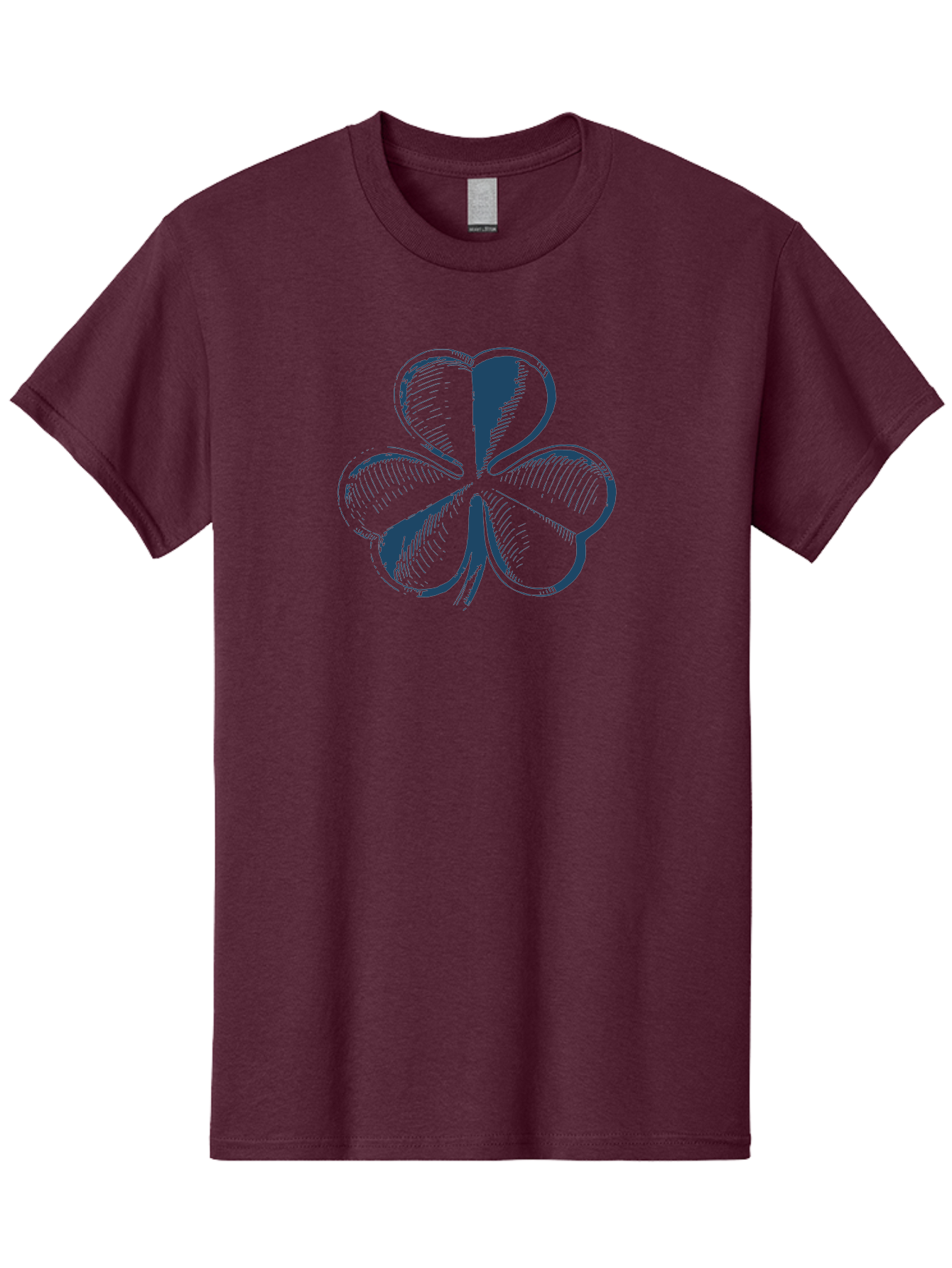 Lucky-Leaf Men'S Graphic Tee, 100% Cotton, Comfortable Casual Summer Wear, Machine Washable, Four Leaf Clover, Good Luck Charm, Irish Heritage, St. Patrick'S Day Symbol, Rare Leaf, Sketch Art, Blue Illustration, Heart-Shaped Leaves Aae477 21