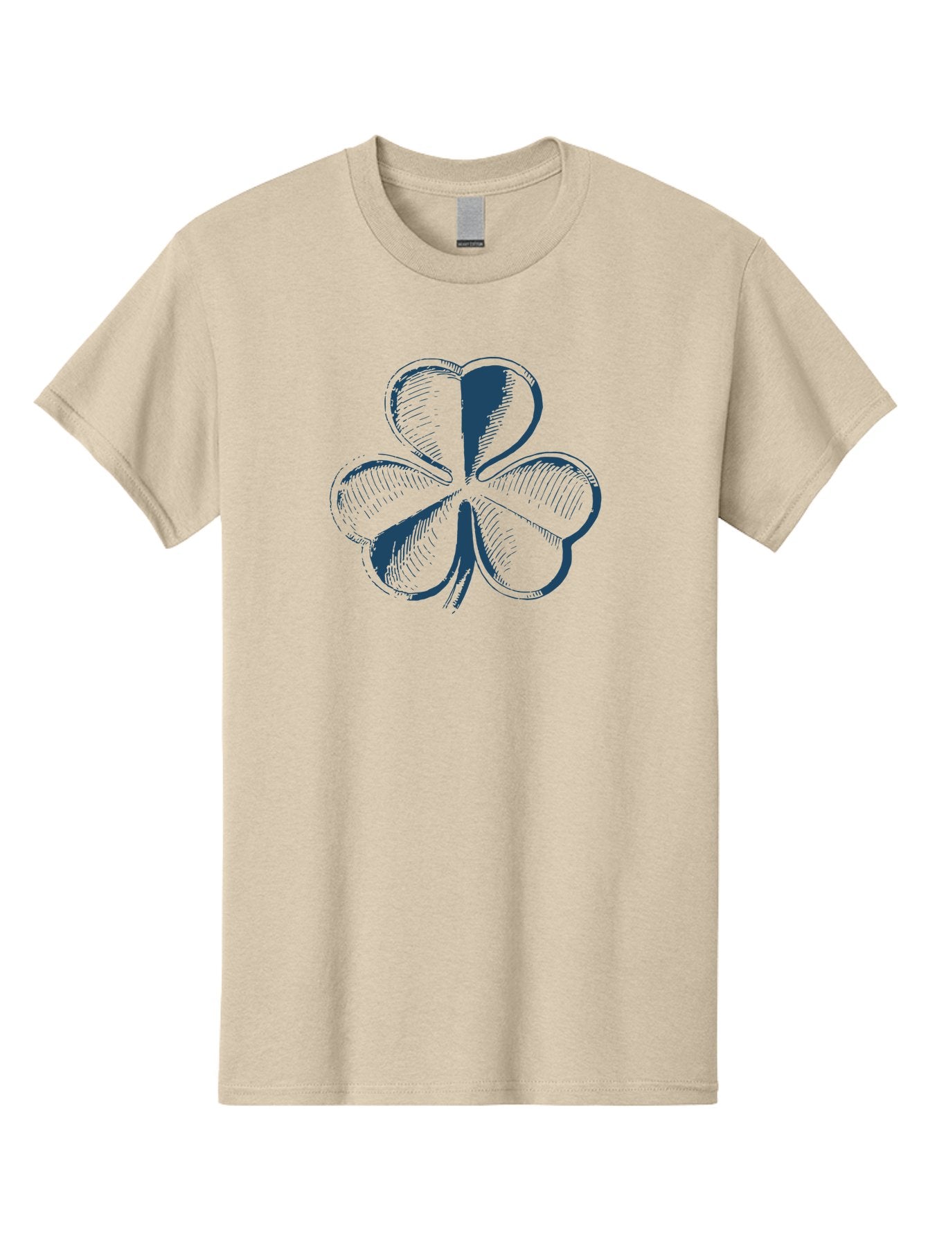 Lucky-Leaf Men'S Graphic Tee, 100% Cotton, Comfortable Casual Summer Wear, Machine Washable, Four Leaf Clover, Good Luck Charm, Irish Heritage, St. Patrick'S Day Symbol, Rare Leaf, Sketch Art, Blue Illustration, Heart-Shaped Leaves Aae477 8