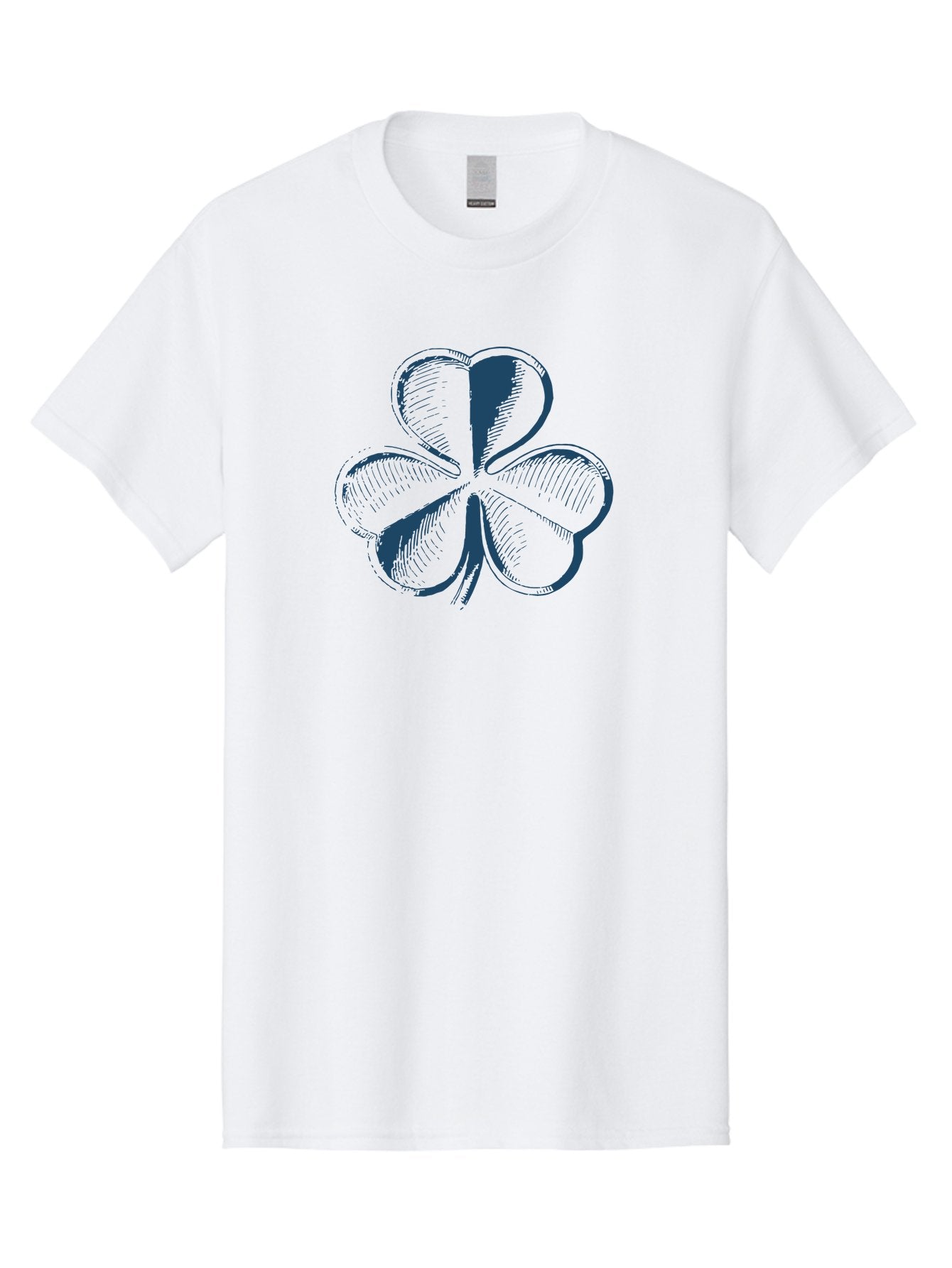 Lucky-Leaf Men'S Graphic Tee, 100% Cotton, Comfortable Casual Summer Wear, Machine Washable, Four Leaf Clover, Good Luck Charm, Irish Heritage, St. Patrick'S Day Symbol, Rare Leaf, Sketch Art, Blue Illustration, Heart-Shaped Leaves Aae477 9