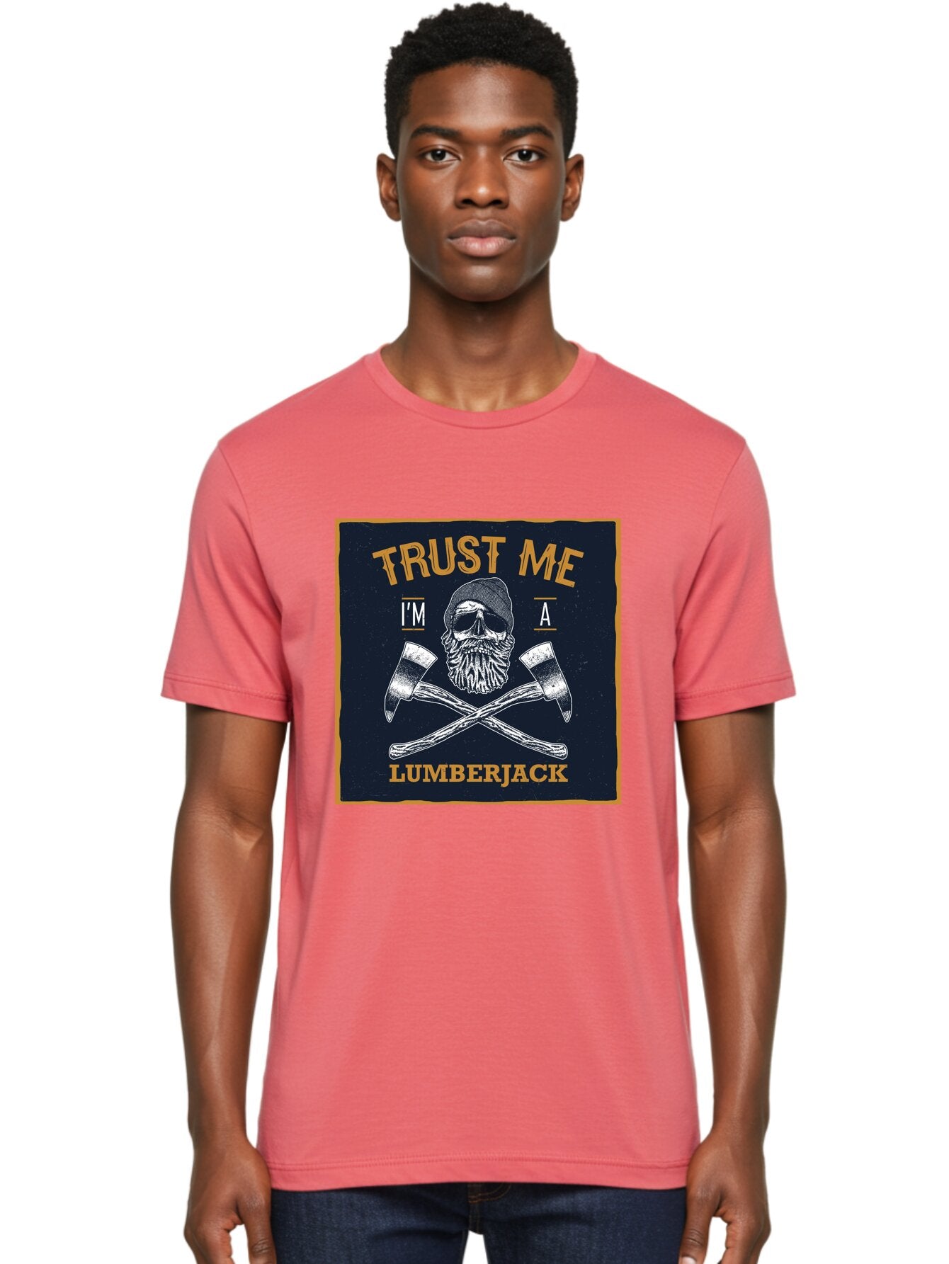 Lumberjack Skull 1 Men'S Graphic Tee, 100% Cotton, Comfortable Casual Summer Wear, Machine Washable, Lumberjack Graphic, Bearded Skull, Crossed Axes, Forest Worker, Woodcutter Symbol, Rustic Design, Vintage Style, Logging Industry Aae478 24