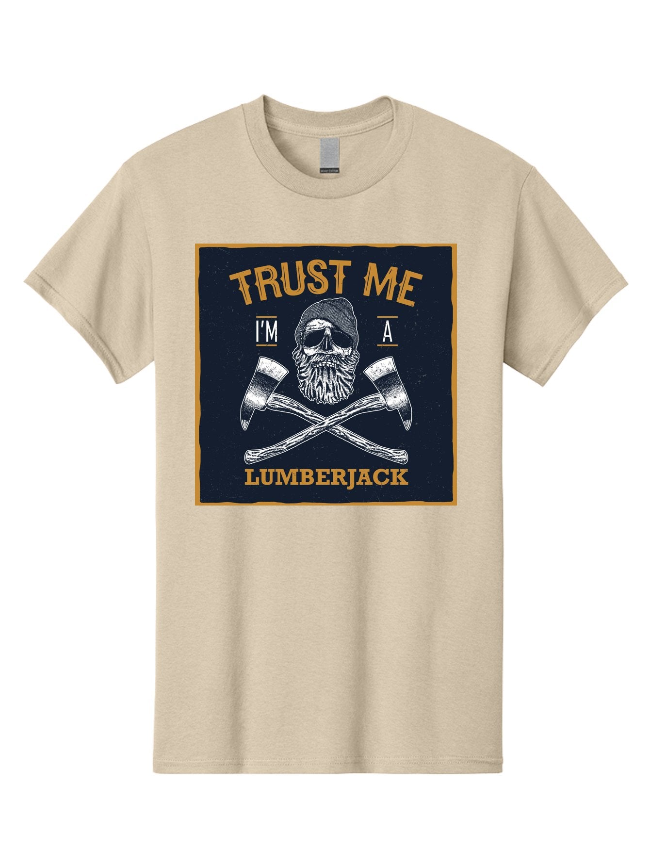 Lumberjack Skull 1 Men'S Graphic Tee, 100% Cotton, Comfortable Casual Summer Wear, Machine Washable, Lumberjack Graphic, Bearded Skull, Crossed Axes, Forest Worker, Woodcutter Symbol, Rustic Design, Vintage Style, Logging Industry Aae478 4