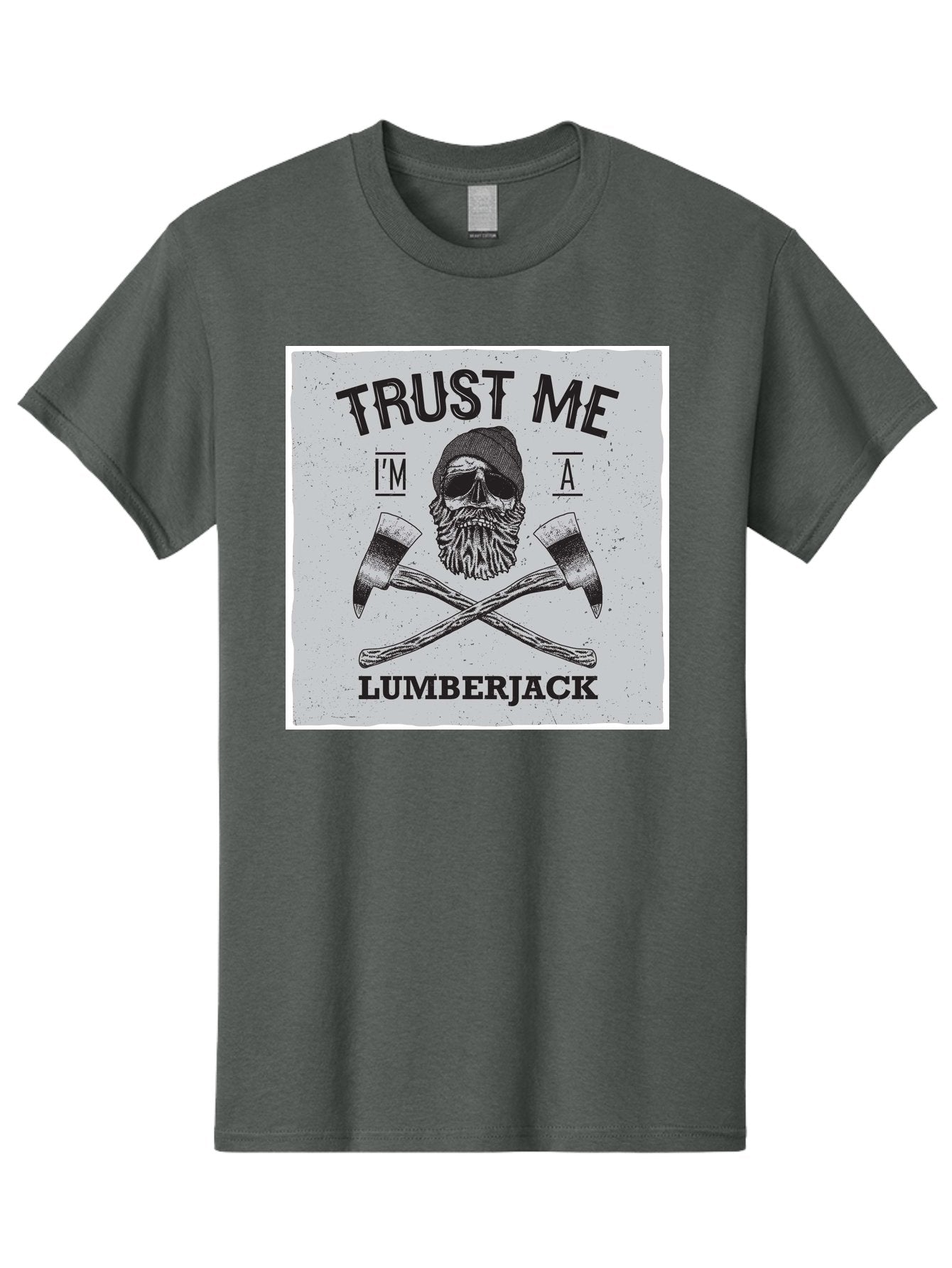 Lumberjack Skull 2 Men'S Graphic Tee, 100% Cotton, Comfortable Casual Summer Wear, Machine Washable, Skull With Beard, Lumberjack Illustration, Crossed Axes, Vintage Graphics, Dark Art, Skull Art, Axe Illustration, Timber Industry, Aae479