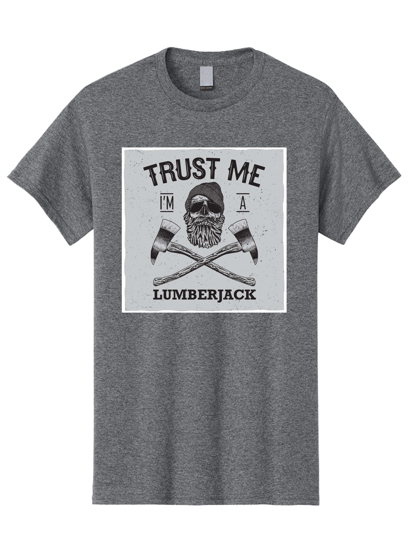 Lumberjack Skull 2 Men'S Graphic Tee, 100% Cotton, Comfortable Casual Summer Wear, Machine Washable, Skull With Beard, Lumberjack Illustration, Crossed Axes, Vintage Graphics, Dark Art, Skull Art, Axe Illustration, Timber Industry, Aae479 3