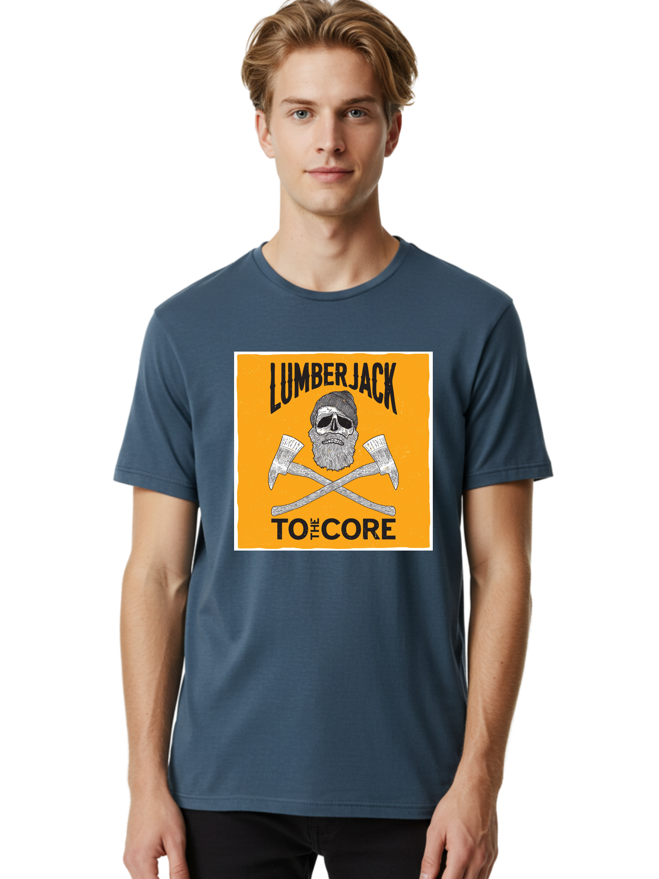 Lumberjack Skull 3 Men'S Graphic Tee, 100% Cotton, Comfortable Casual Summer Wear, Machine Washable, Lumberjack Skull, Crossed Axes, Woodcutting, Forestry, Rugged Outdoors, Timber Industry, Axe Throwing, Bearded Lumberjack, Skull With Hat Aae480