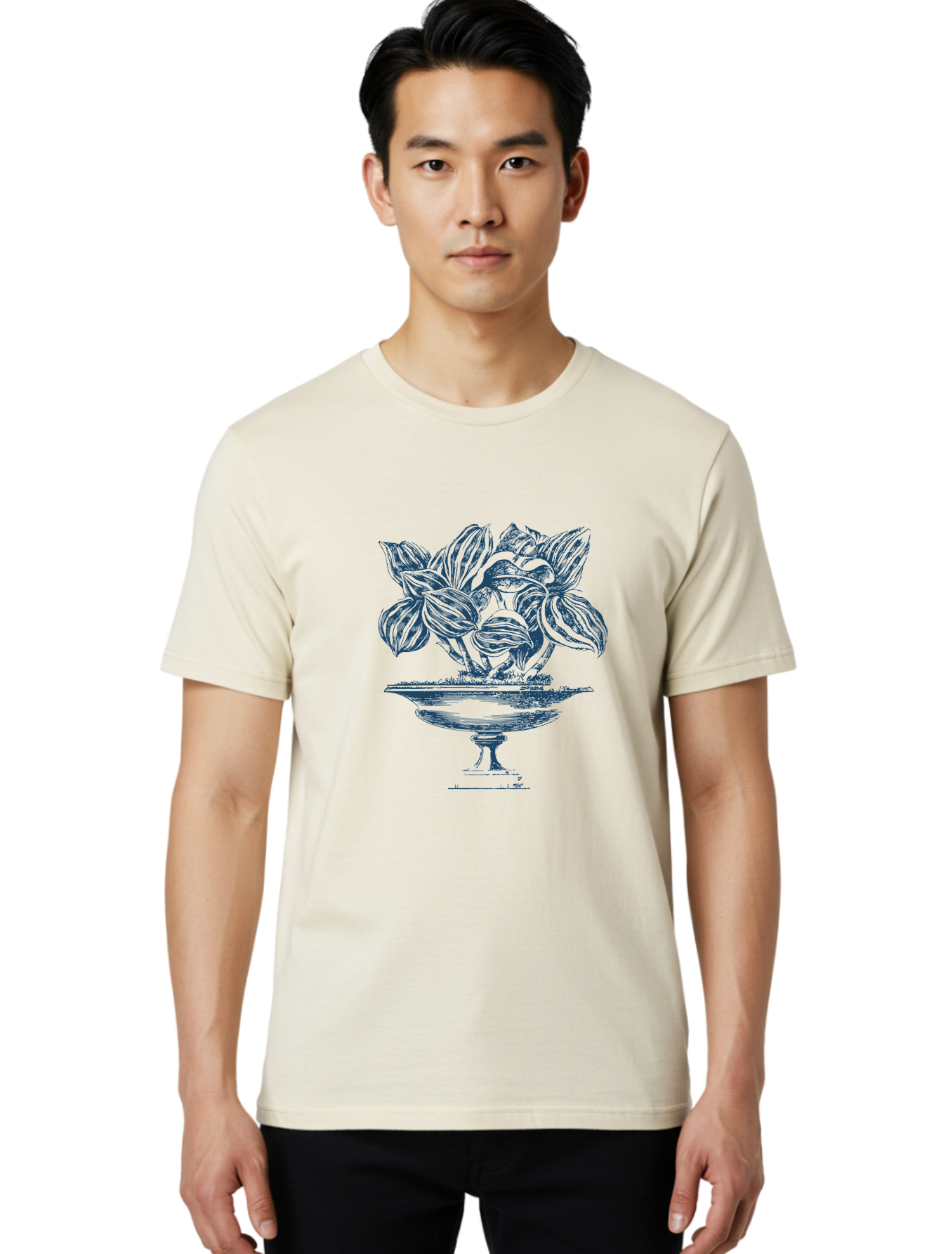 Lush Leaf Planter Men'S Graphic Tee, 100% Cotton, Comfortable Casual Summer Wear, Machine Washable, Cocoa Pods, Tropical Fruit, Exotic Plants, Botanical Illustration, Cocoa Beans, Luxurious Decor, Elegant Vase, Stylish Artwork, Modern Design Aae482