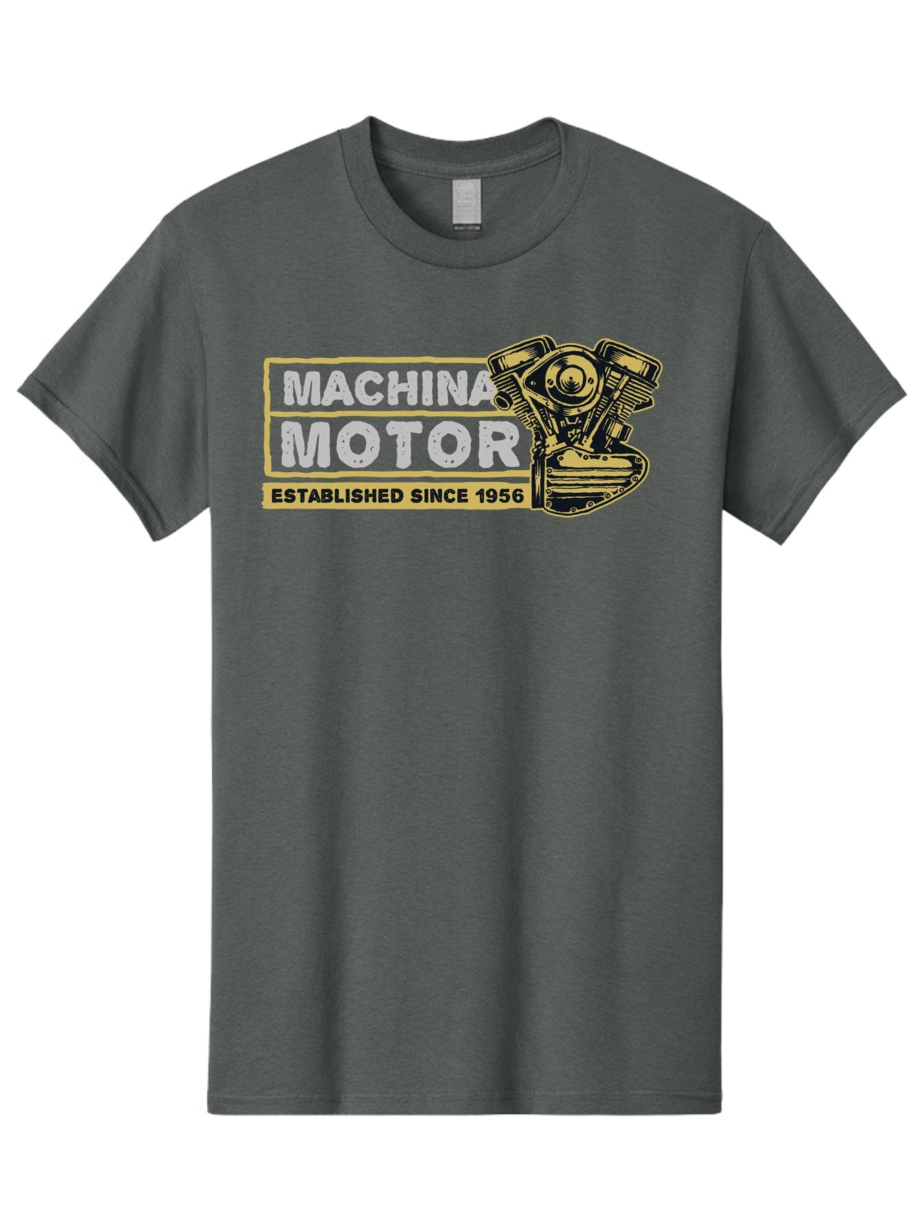 Machina Motor Men'S Graphic Tee, 100% Cotton, Comfortable Casual Summer Wear, Machine Washable, Vintage Engine, Motor Machinery, Classic Automobile Parts, Established Since 1956, Motor Vehicle Engine, Mechanical Components, Vintage Car Parts, Aae483 12