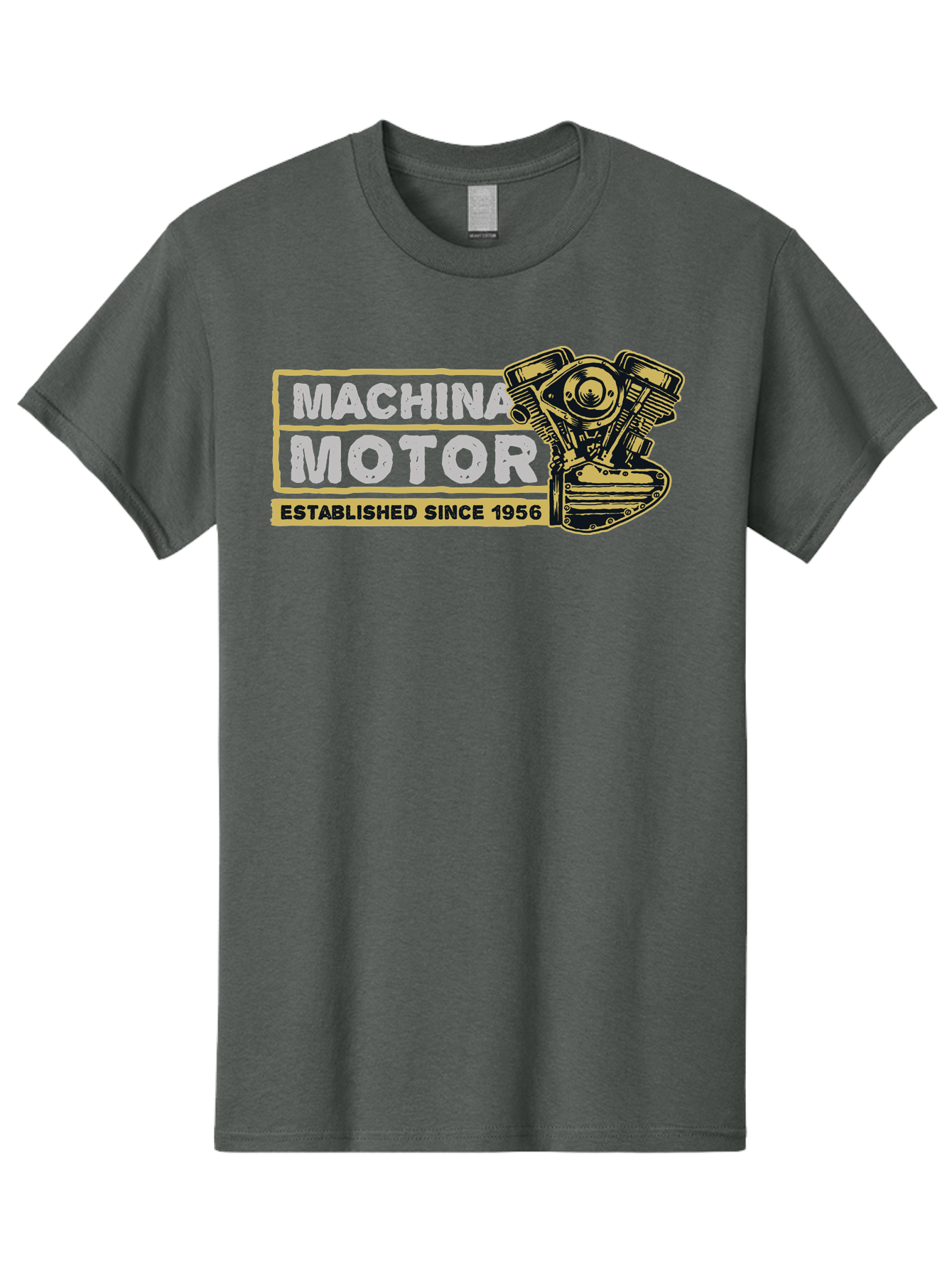 Machina Motor Men'S Graphic Tee, 100% Cotton, Comfortable Casual Summer Wear, Machine Washable, Vintage Engine, Motor Machinery, Classic Automobile Parts, Established Since 1956, Motor Vehicle Engine, Mechanical Components, Vintage Car Parts, Aae483 23