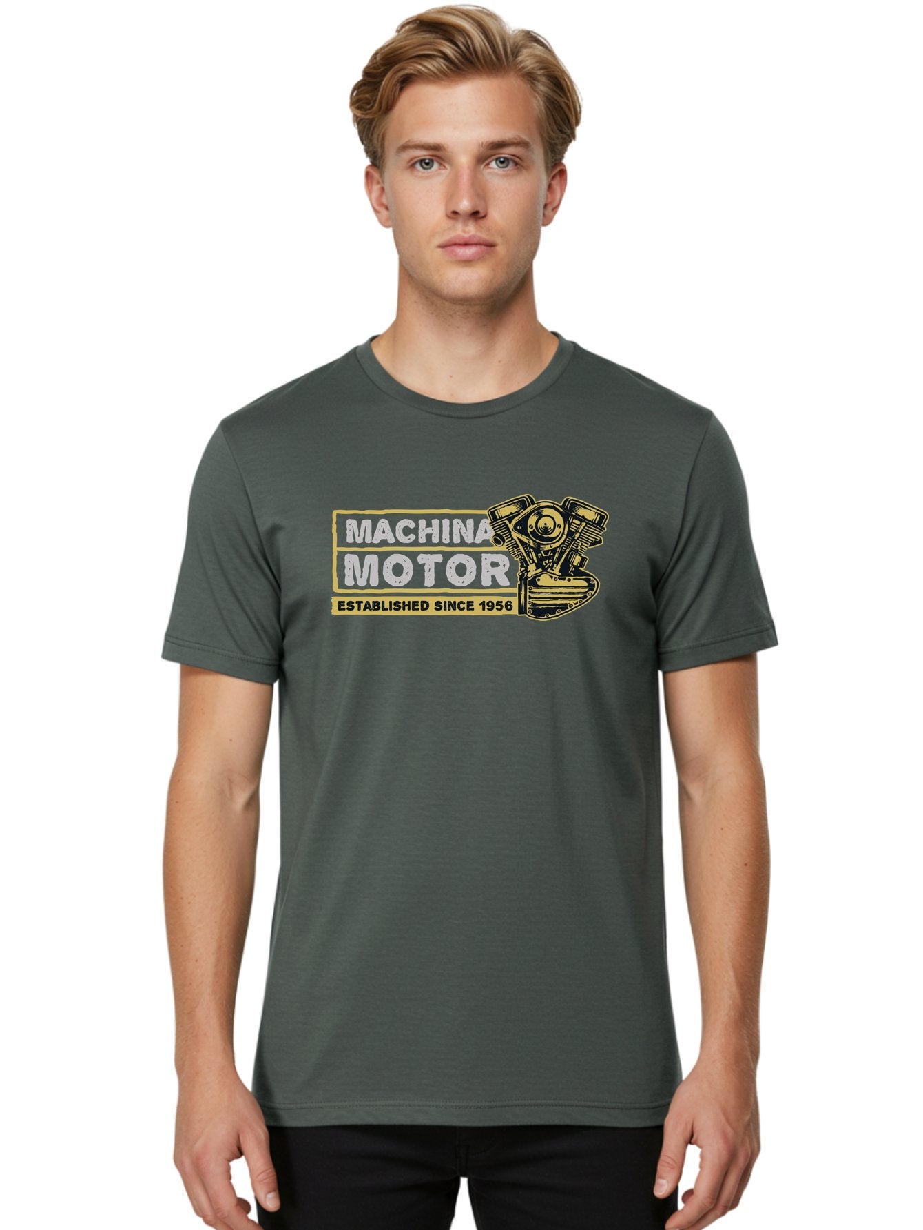 Machina Motor Men'S Graphic Tee, 100% Cotton, Comfortable Casual Summer Wear, Machine Washable, Vintage Engine, Motor Machinery, Classic Automobile Parts, Established Since 1956, Motor Vehicle Engine, Mechanical Components, Vintage Car Parts, Aae483 28