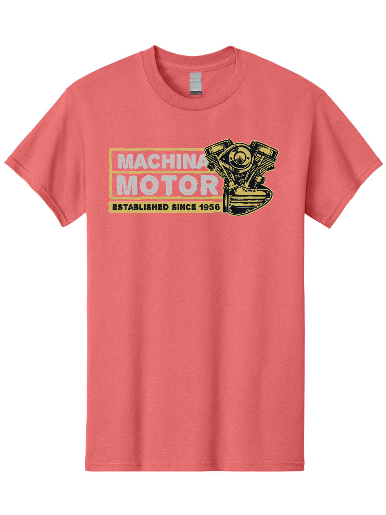 Machina Motor Men'S Graphic Tee, 100% Cotton, Comfortable Casual Summer Wear, Machine Washable, Vintage Engine, Motor Machinery, Classic Automobile Parts, Established Since 1956, Motor Vehicle Engine, Mechanical Components, Vintage Car Parts, Aae483 29
