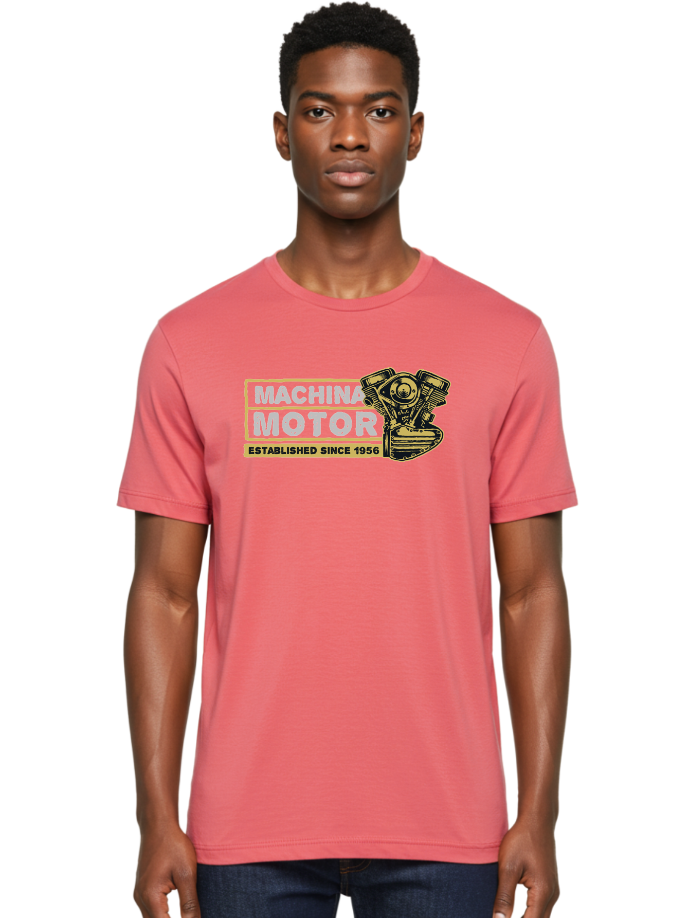 Machina Motor Men'S Graphic Tee, 100% Cotton, Comfortable Casual Summer Wear, Machine Washable, Vintage Engine, Motor Machinery, Classic Automobile Parts, Established Since 1956, Motor Vehicle Engine, Mechanical Components, Vintage Car Parts, Aae483 30