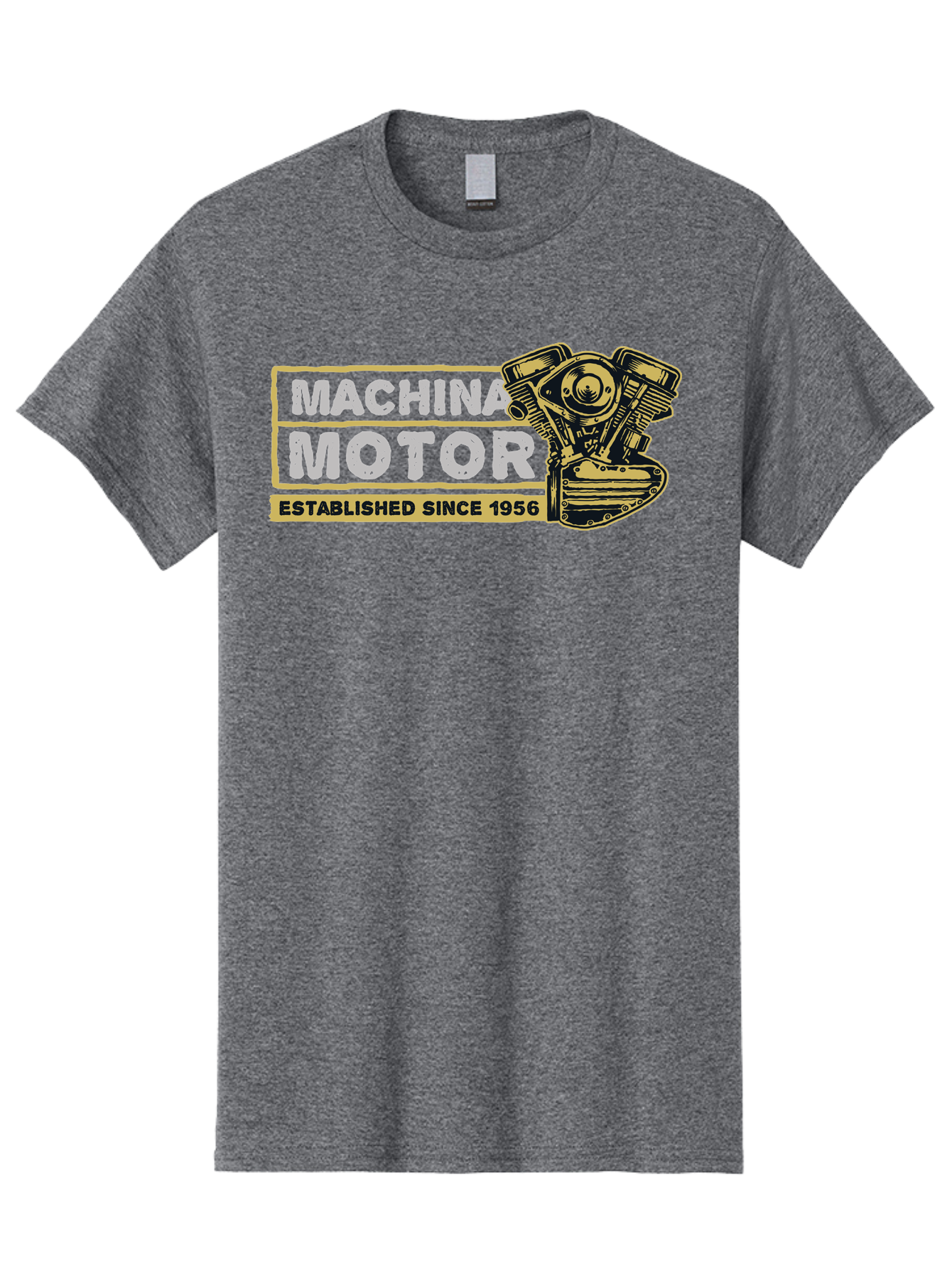 Machina Motor Men'S Graphic Tee, 100% Cotton, Comfortable Casual Summer Wear, Machine Washable, Vintage Engine, Motor Machinery, Classic Automobile Parts, Established Since 1956, Motor Vehicle Engine, Mechanical Components, Vintage Car Parts, Aae483 25
