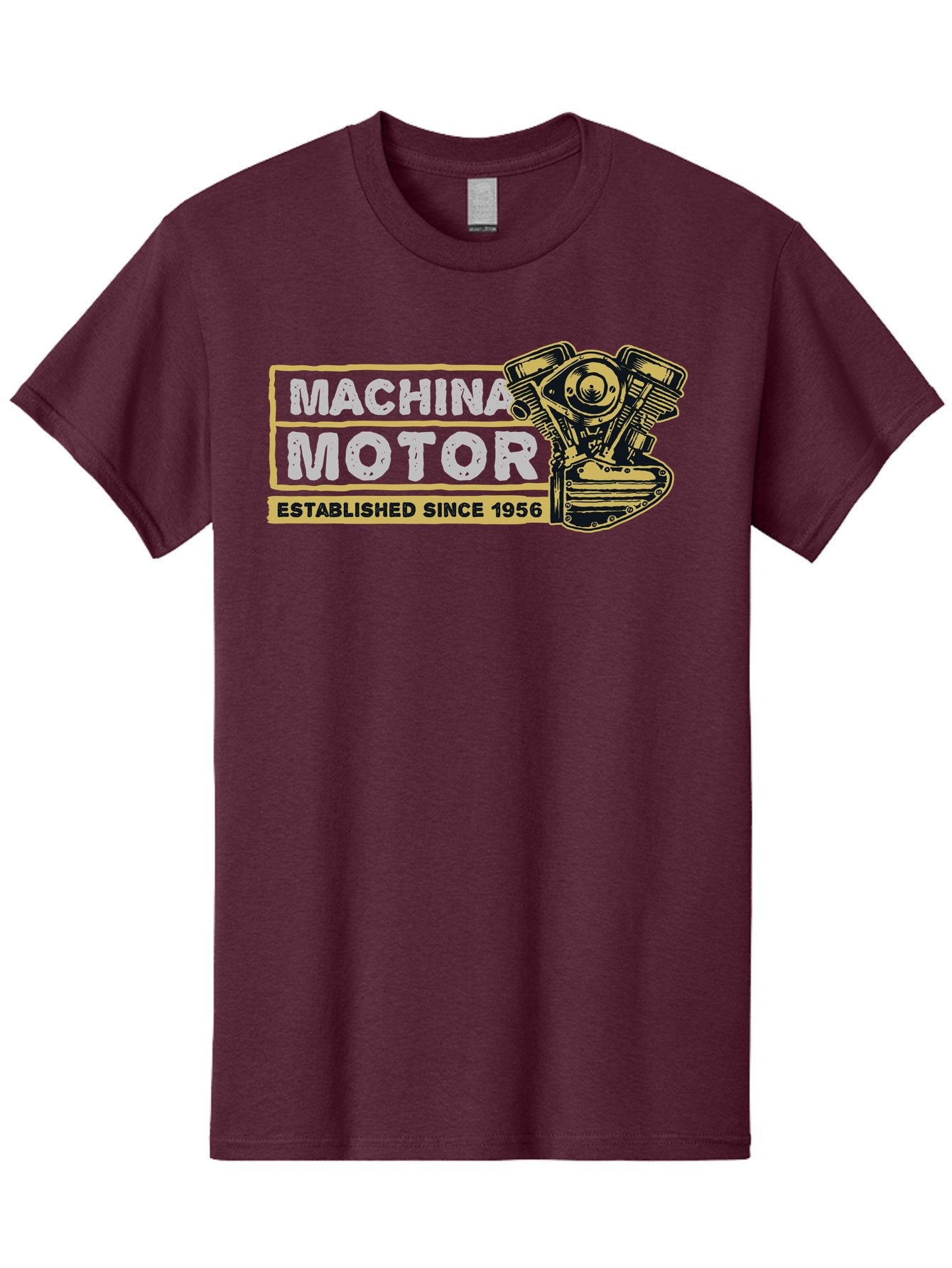 Machina Motor Men'S Graphic Tee, 100% Cotton, Comfortable Casual Summer Wear, Machine Washable, Vintage Engine, Motor Machinery, Classic Automobile Parts, Established Since 1956, Motor Vehicle Engine, Mechanical Components, Vintage Car Parts, Aae483 6