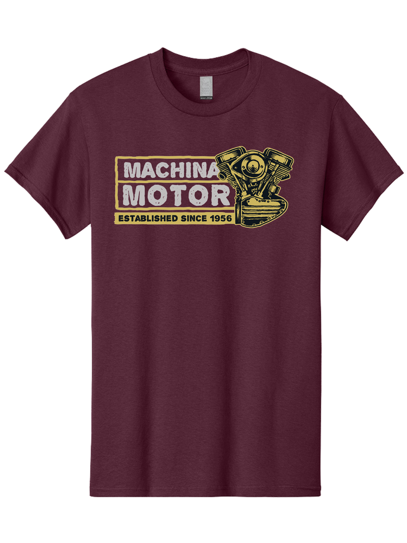 Machina Motor Men'S Graphic Tee, 100% Cotton, Comfortable Casual Summer Wear, Machine Washable, Vintage Engine, Motor Machinery, Classic Automobile Parts, Established Since 1956, Motor Vehicle Engine, Mechanical Components, Vintage Car Parts, Aae483 19