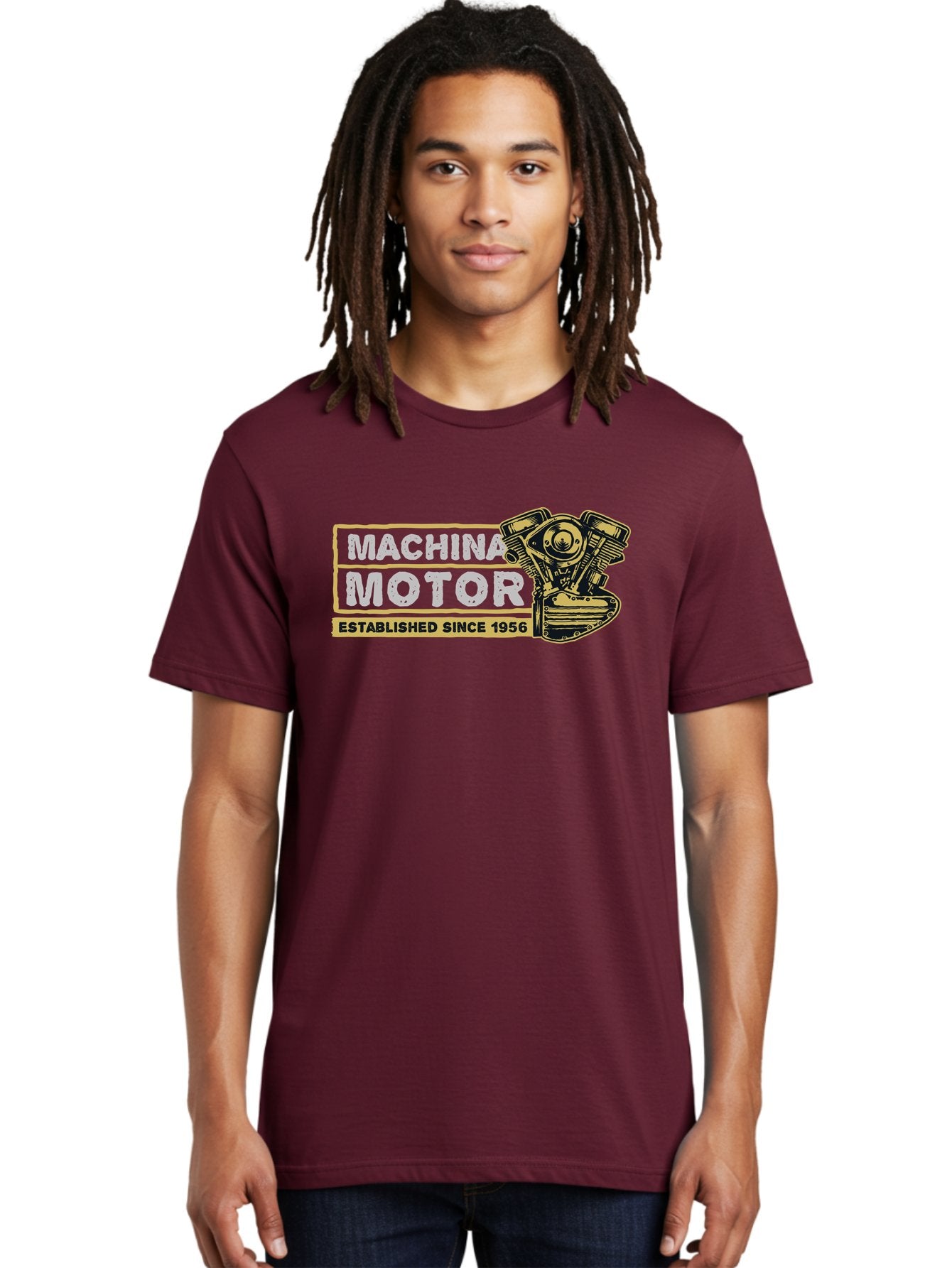 Machina Motor Men'S Graphic Tee, 100% Cotton, Comfortable Casual Summer Wear, Machine Washable, Vintage Engine, Motor Machinery, Classic Automobile Parts, Established Since 1956, Motor Vehicle Engine, Mechanical Components, Vintage Car Parts, Aae483 24