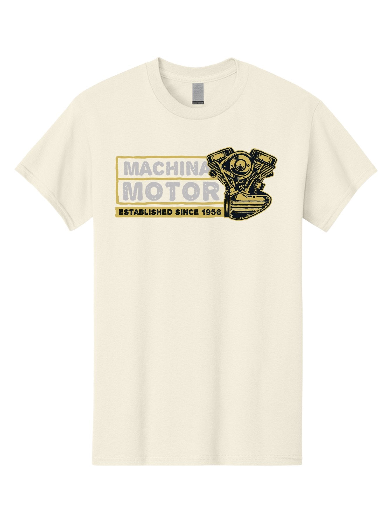 Machina Motor Men'S Graphic Tee, 100% Cotton, Comfortable Casual Summer Wear, Machine Washable, Vintage Engine, Motor Machinery, Classic Automobile Parts, Established Since 1956, Motor Vehicle Engine, Mechanical Components, Vintage Car Parts, Aae483