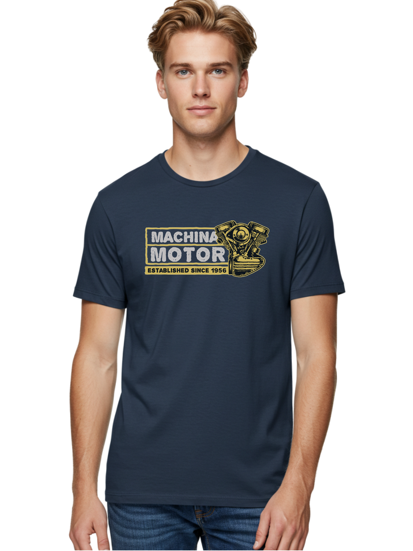 Machina Motor Men'S Graphic Tee, 100% Cotton, Comfortable Casual Summer Wear, Machine Washable, Vintage Engine, Motor Machinery, Classic Automobile Parts, Established Since 1956, Motor Vehicle Engine, Mechanical Components, Vintage Car Parts, Aae483 4