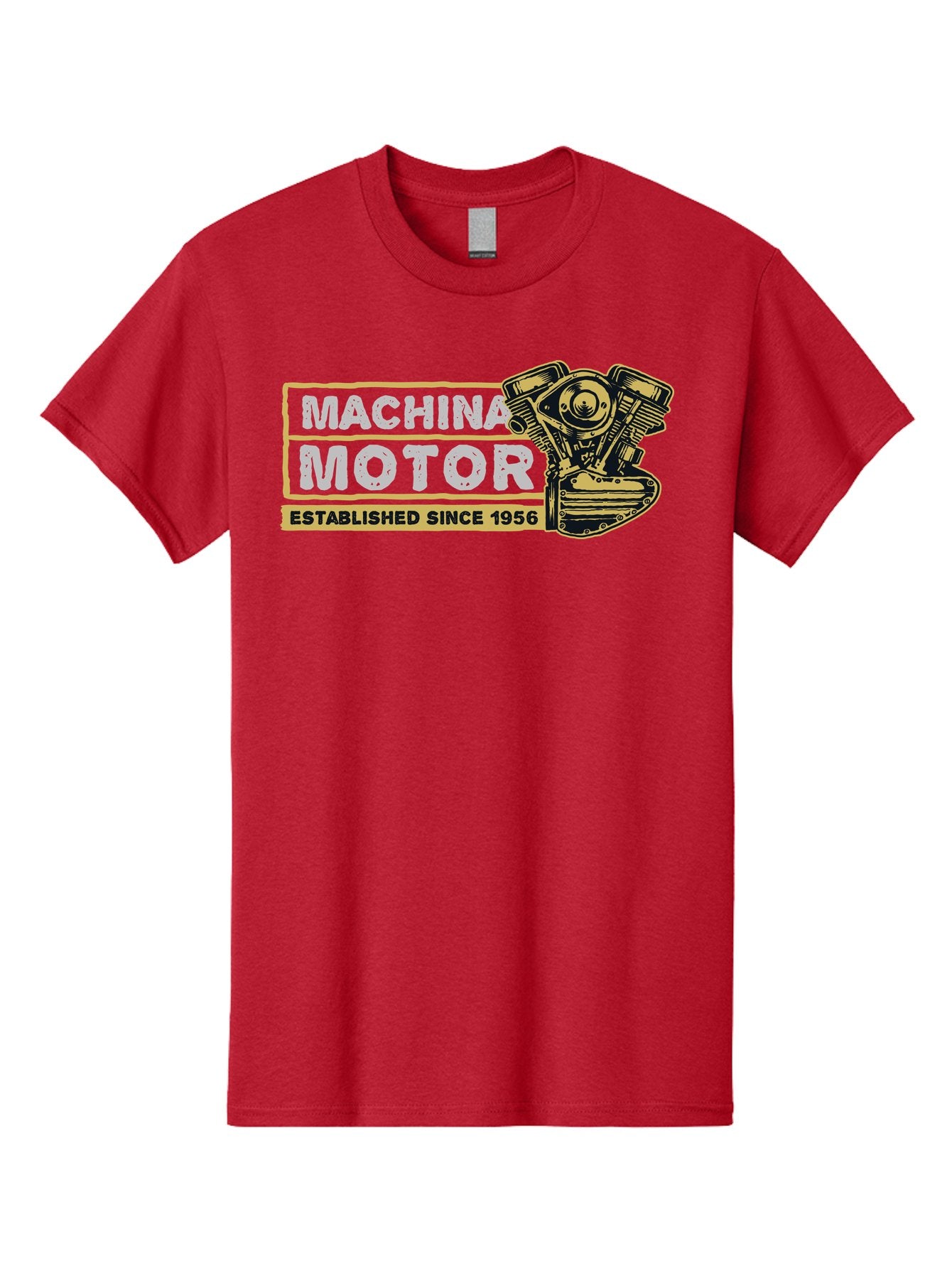 Machina Motor Men'S Graphic Tee, 100% Cotton, Comfortable Casual Summer Wear, Machine Washable, Vintage Engine, Motor Machinery, Classic Automobile Parts, Established Since 1956, Motor Vehicle Engine, Mechanical Components, Vintage Car Parts, Aae483 8