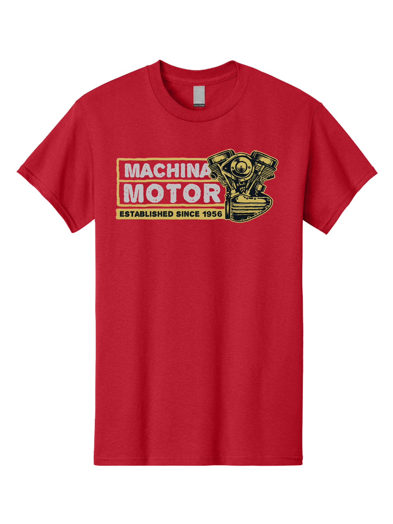 Machina Motor Men'S Graphic Tee, 100% Cotton, Comfortable Casual Summer Wear, Machine Washable, Vintage Engine, Motor Machinery, Classic Automobile Parts, Established Since 1956, Motor Vehicle Engine, Mechanical Components, Vintage Car Parts, Aae483