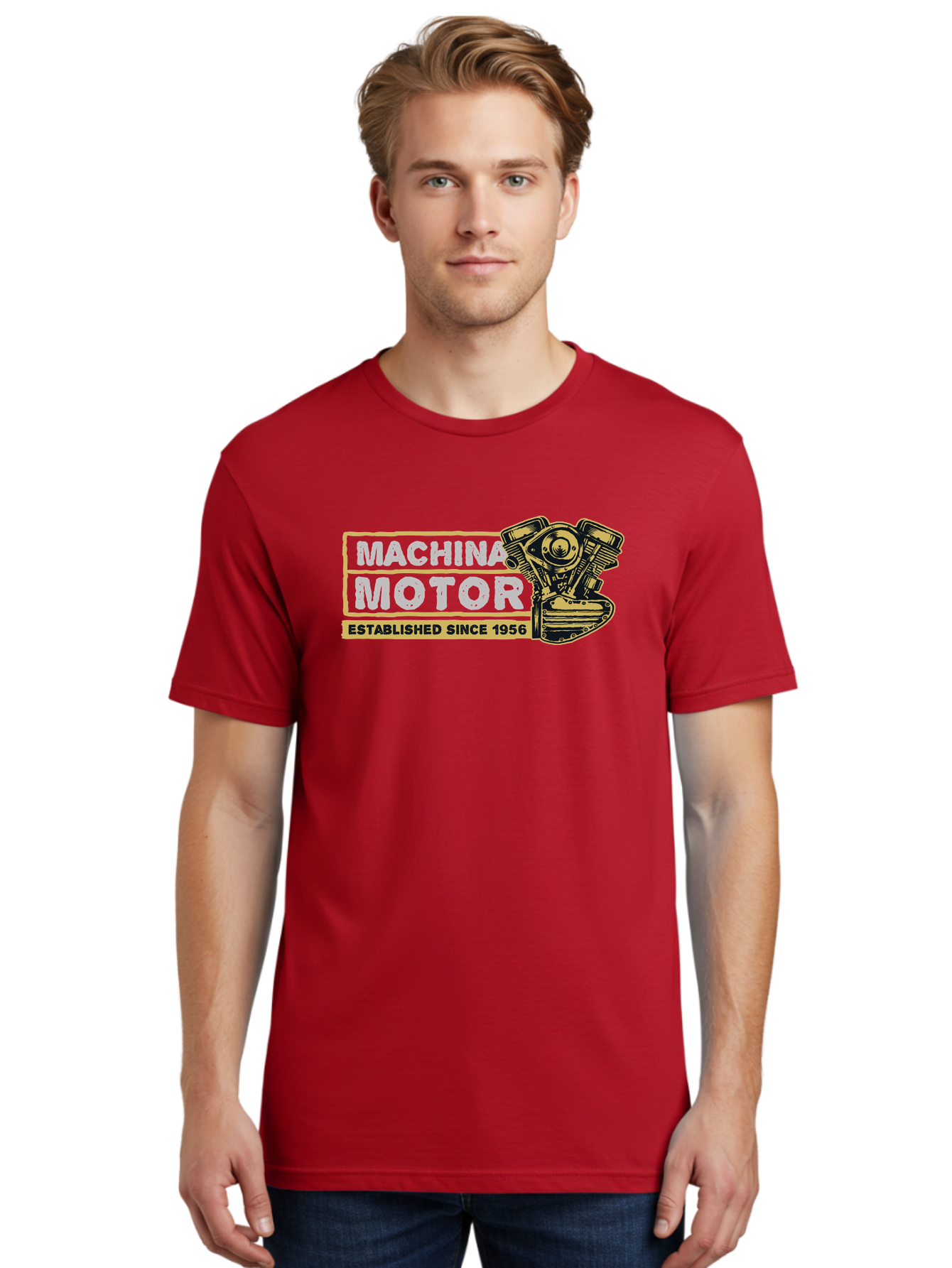 Machina Motor Men'S Graphic Tee, 100% Cotton, Comfortable Casual Summer Wear, Machine Washable, Vintage Engine, Motor Machinery, Classic Automobile Parts, Established Since 1956, Motor Vehicle Engine, Mechanical Components, Vintage Car Parts, Aae483