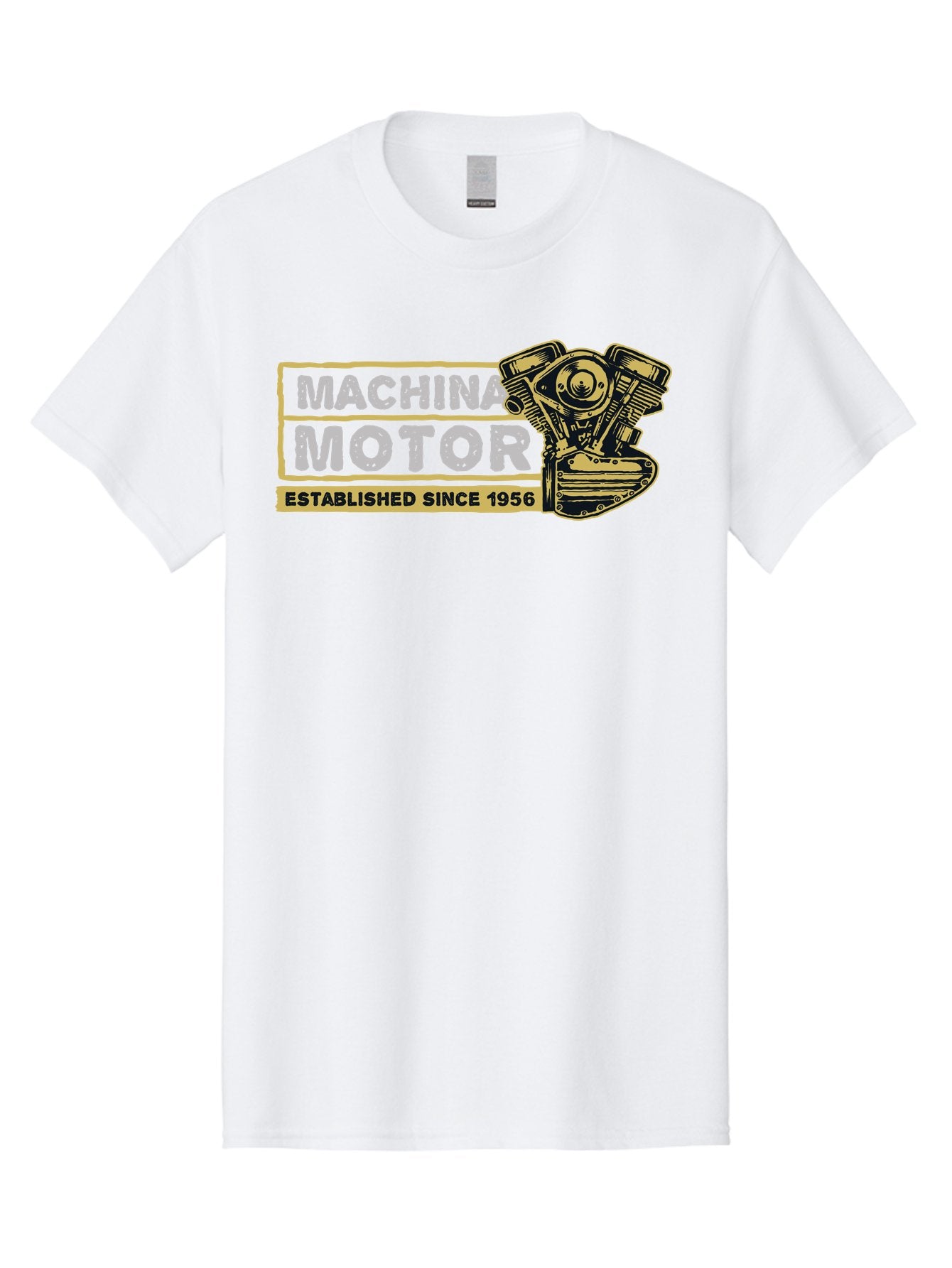 Machina Motor Men'S Graphic Tee, 100% Cotton, Comfortable Casual Summer Wear, Machine Washable, Vintage Engine, Motor Machinery, Classic Automobile Parts, Established Since 1956, Motor Vehicle Engine, Mechanical Components, Vintage Car Parts, Aae483 15