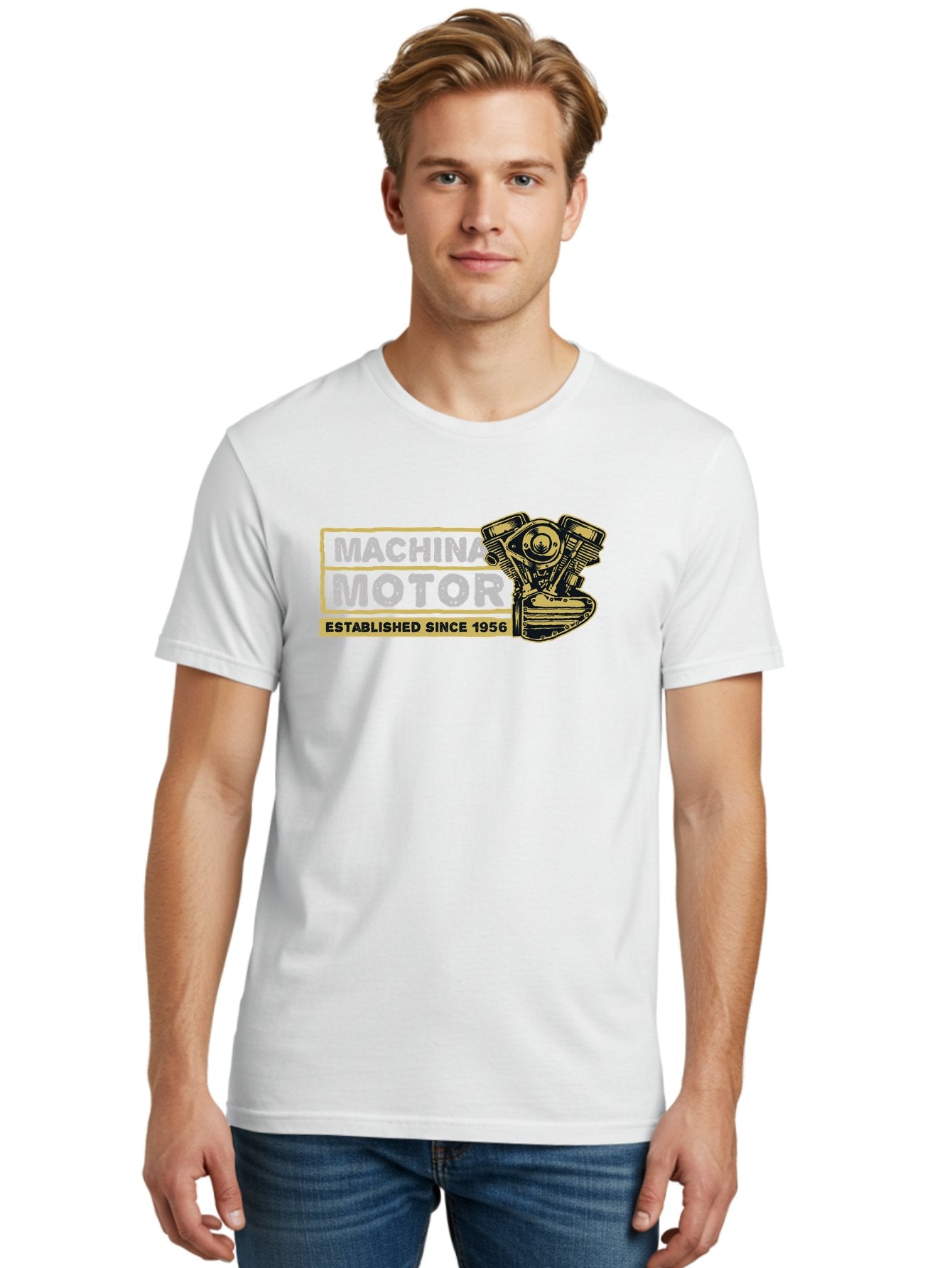 Machina Motor Men'S Graphic Tee, 100% Cotton, Comfortable Casual Summer Wear, Machine Washable, Vintage Engine, Motor Machinery, Classic Automobile Parts, Established Since 1956, Motor Vehicle Engine, Mechanical Components, Vintage Car Parts, Aae483 30