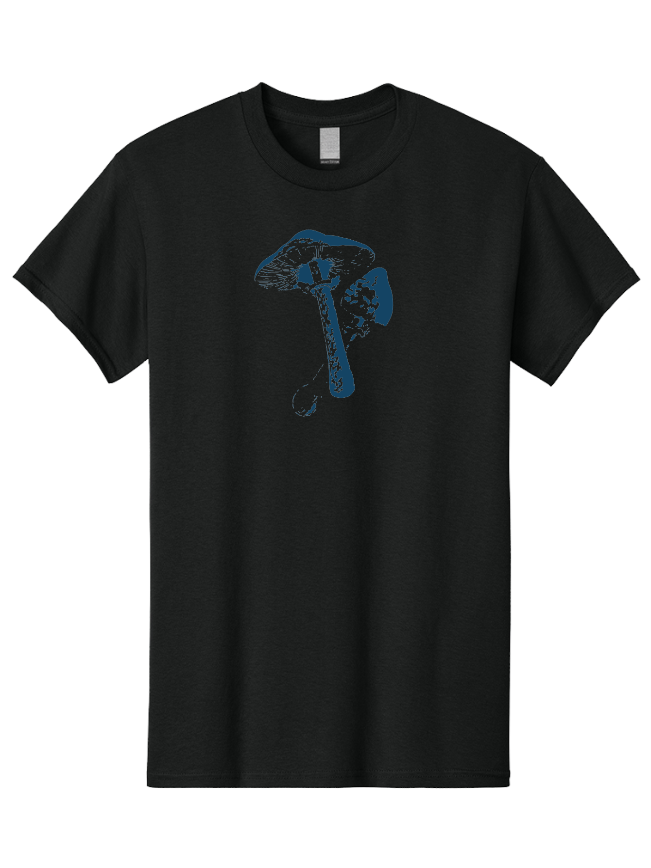 Magic Mushroom Art Men'S Graphic Tee, 100% Cotton, Comfortable Casual Summer Wear, Machine Washable, Mushroom Illustration, Dark Blue Fungi, Nature Artwork, Botanical Design, Whimsical Style, Mystic Vibes, Fungal Art, Psychedelic Visuals Aae484 13